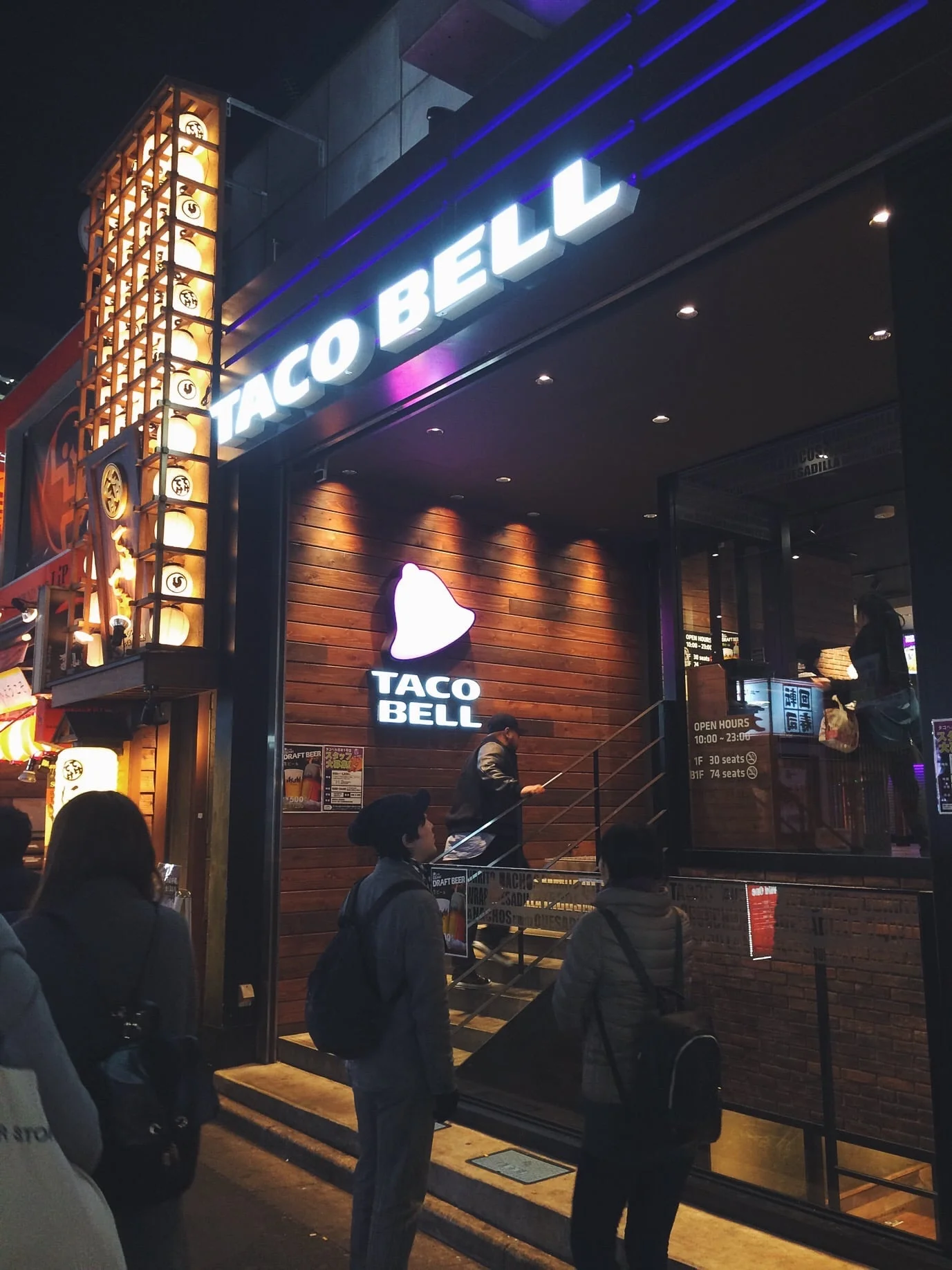 We found Taco Bell! Their menus was slightly different. They served beers and stuff with shrimp. 