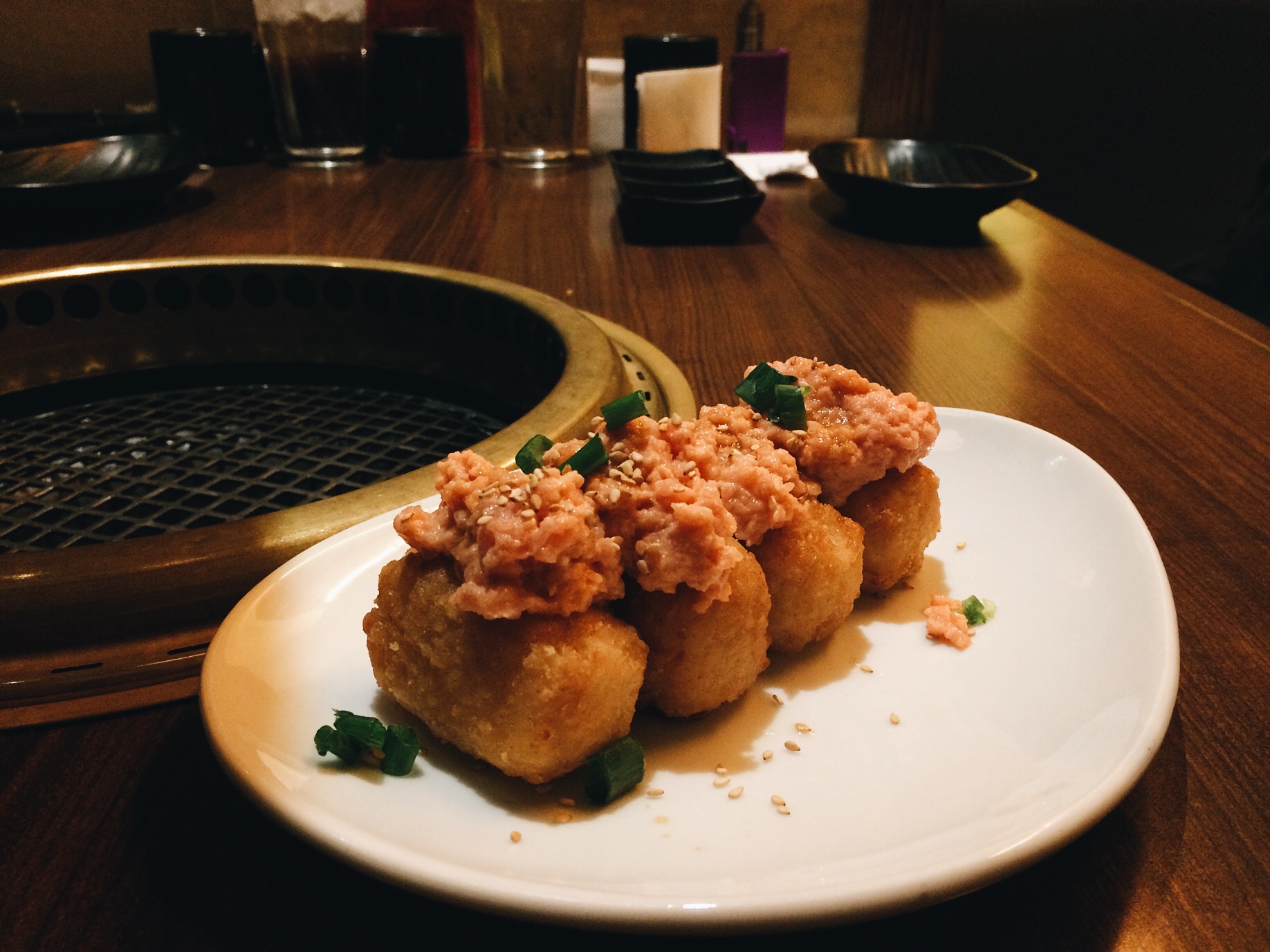 I forgot what these were but I think that's Tuna on top, rice on the bottom. Could be Inari. I didn't order, I just ate haha. 