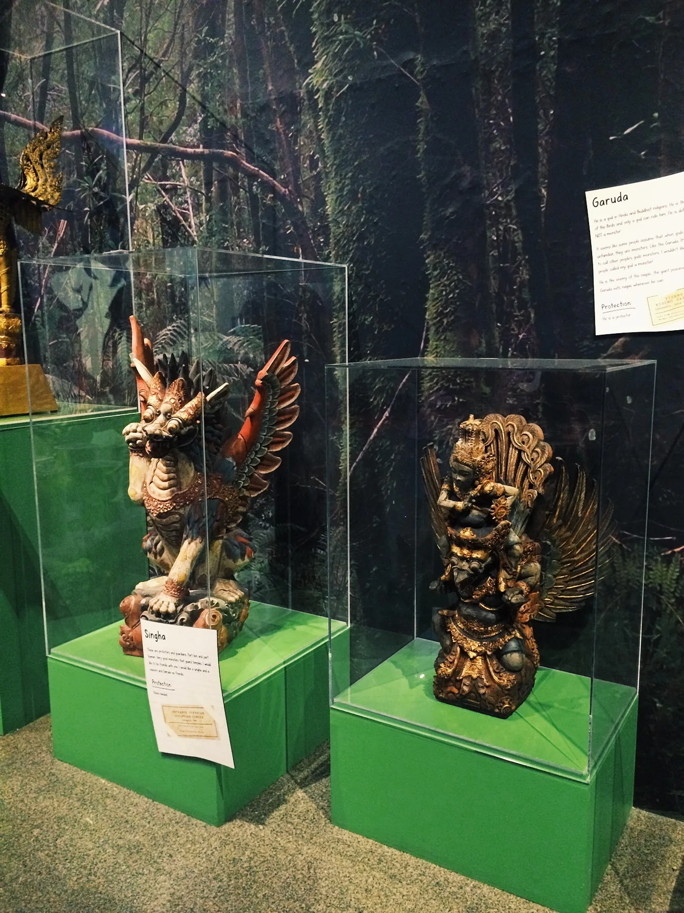 Inside the Museum Of Man there's a sculpture of Singha and Garuda. 