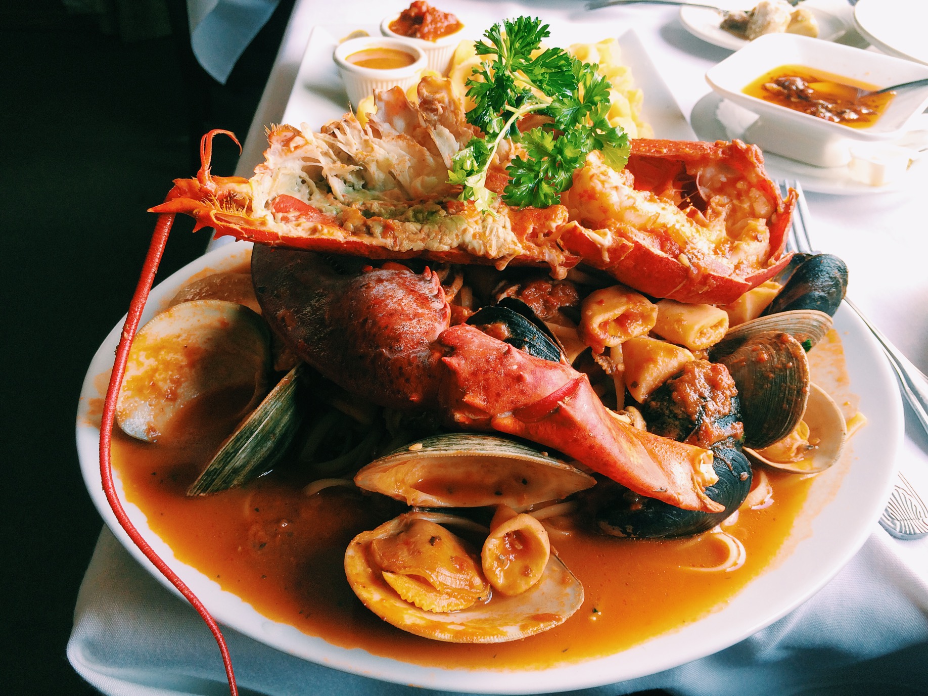 Seafood something, forgot the name but I couldn't even finish it. It was really good but so much food to handle. All this Italian food was cheaper than the burgers we had last night. 