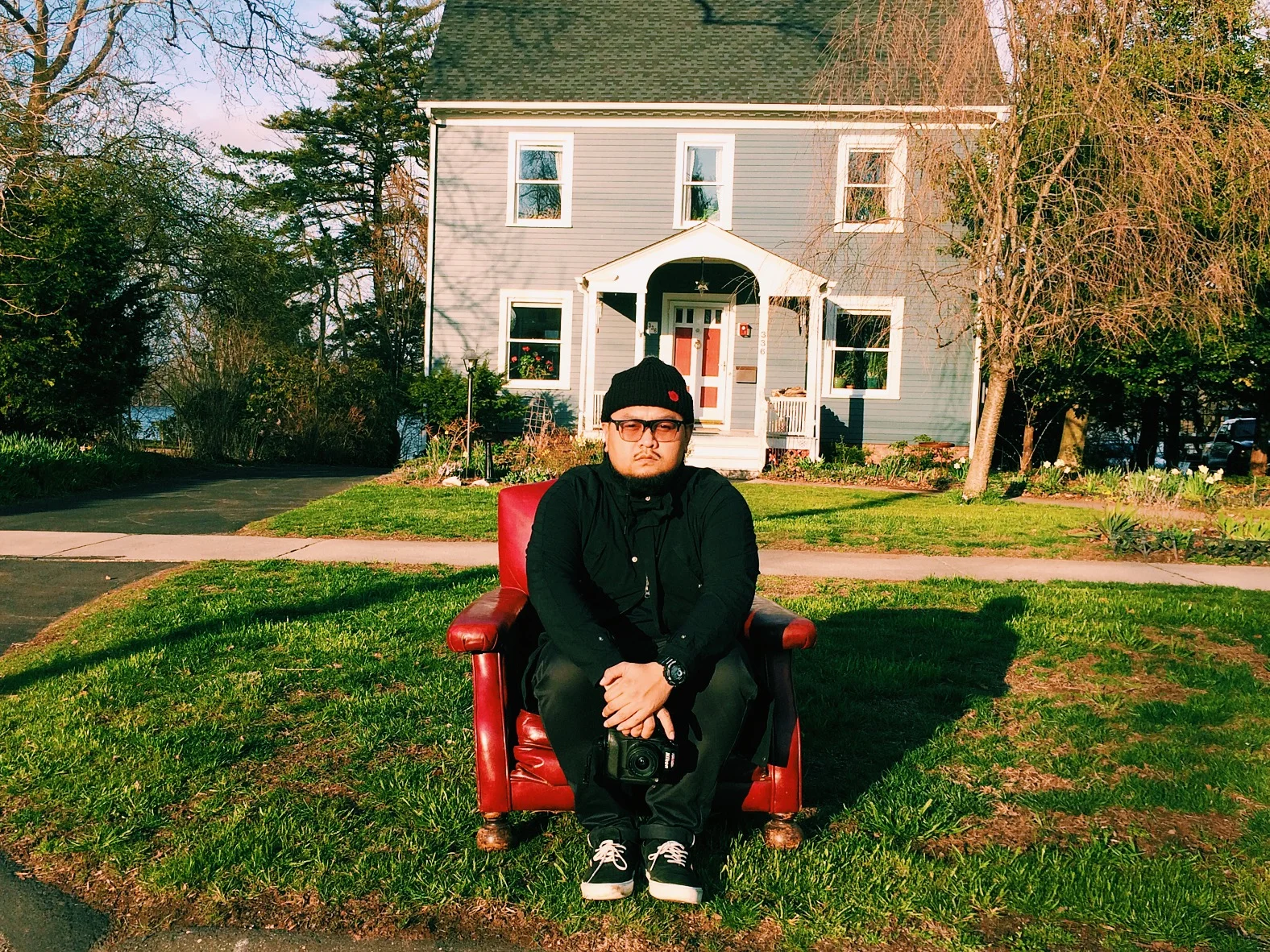 Found a red chair in someone's front yard and had to pull over for a photo. 