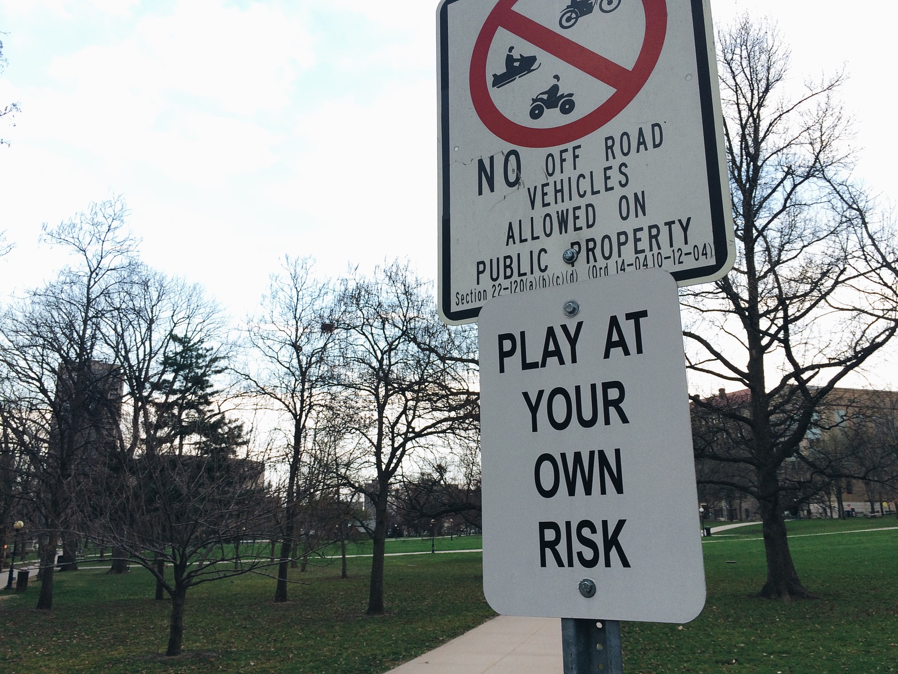 Yeah this sign is not welcoming at all. They really be out here with ATV and snow mobiles and shit?