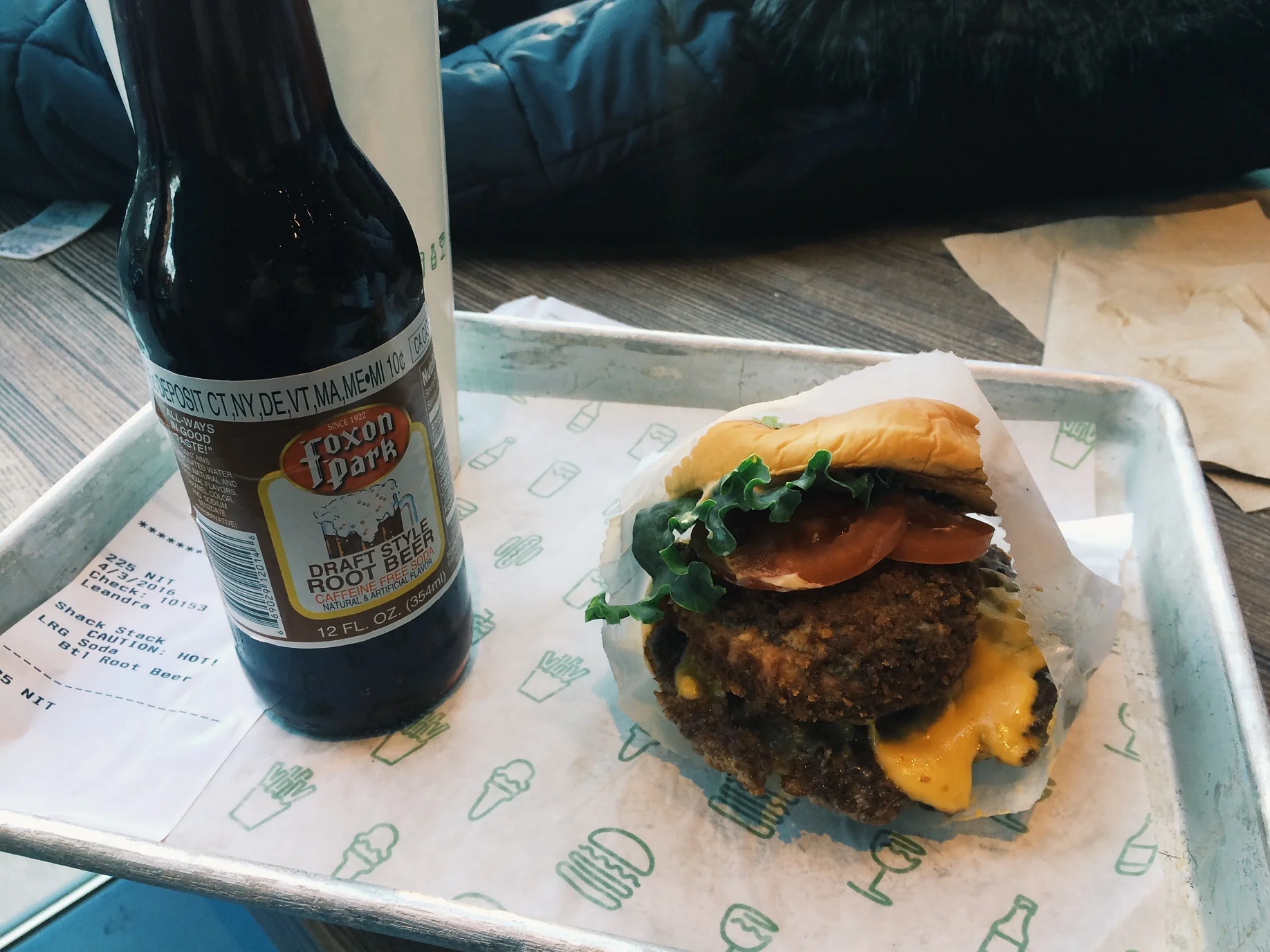 Shake Stack, is that the right name? The mushroom on top of a burger patty. Pretty bomb, still love In-n-out better. 