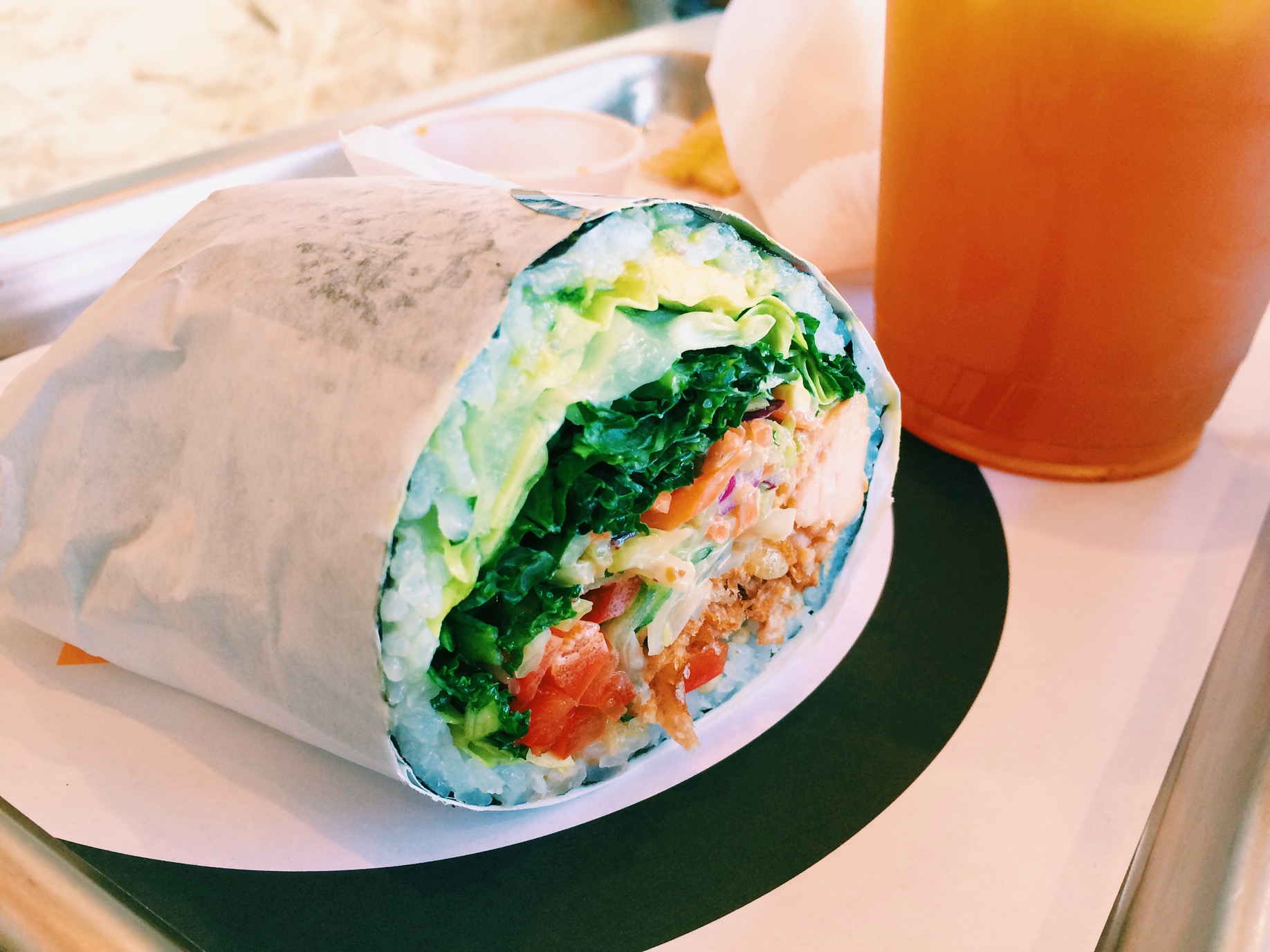 The North Shore burrito, Salmon. I do not know what this one taste like because I didn't eat it. Jane ordered this one and I hate cooked Salmon. I love me some raw Salmon all day!