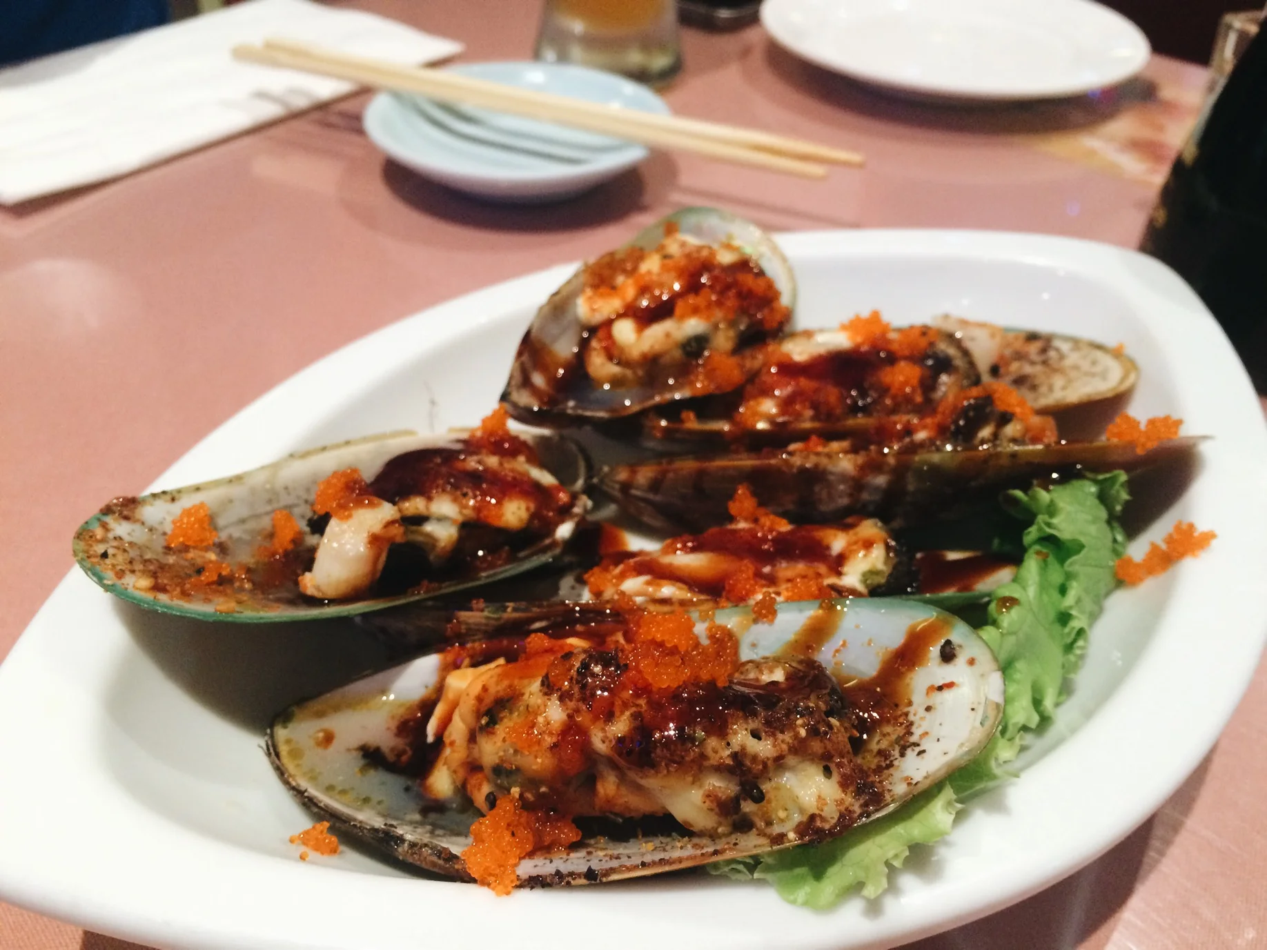 Baked mussels, super good. 
