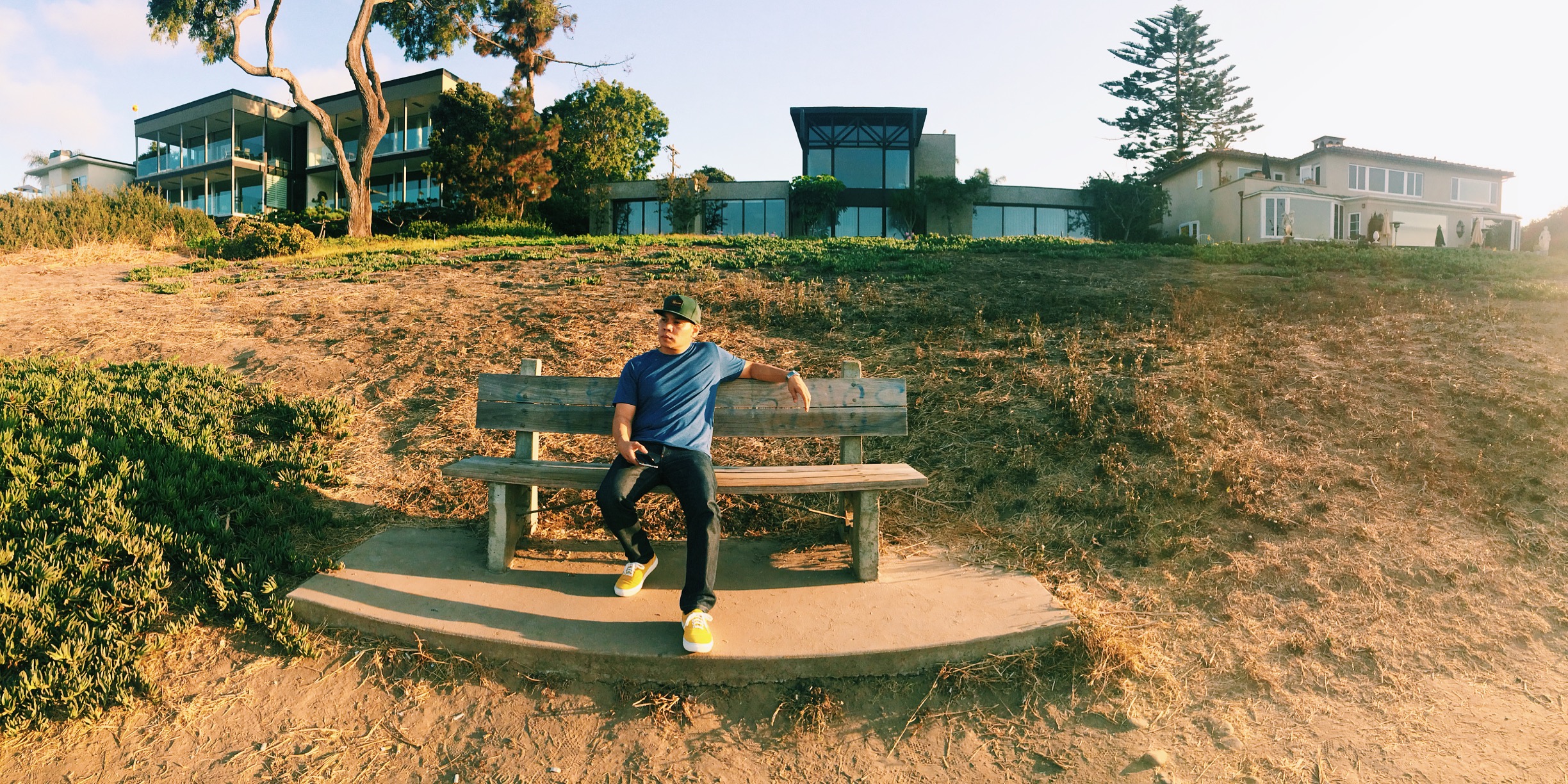 Kicking it in some rich people's backyard. 