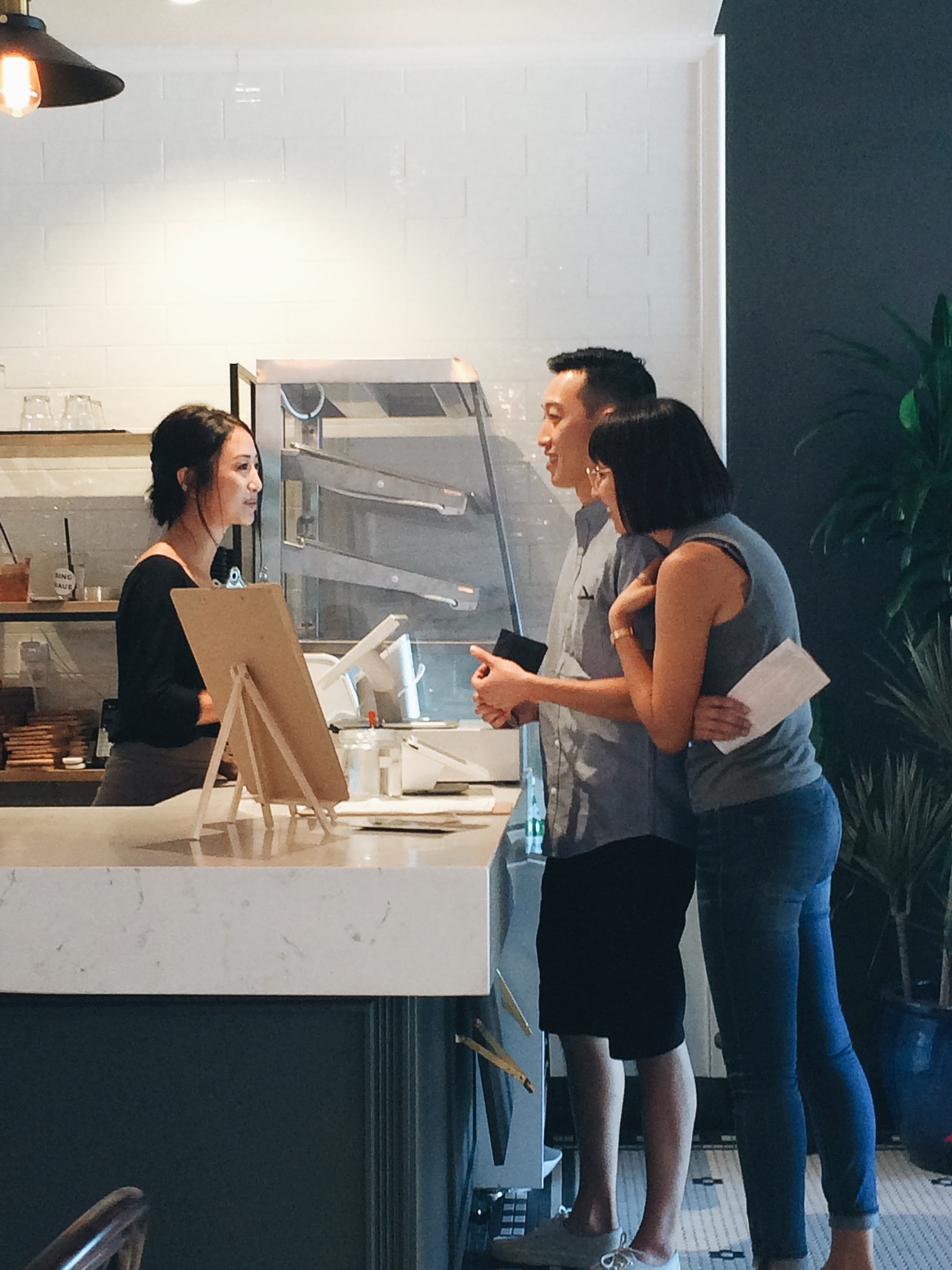 While we sat at our table we were greeted three times by our friends who happened to be in the area. One of them was Timmy and Sonia. See I told you the cashier was cute. 