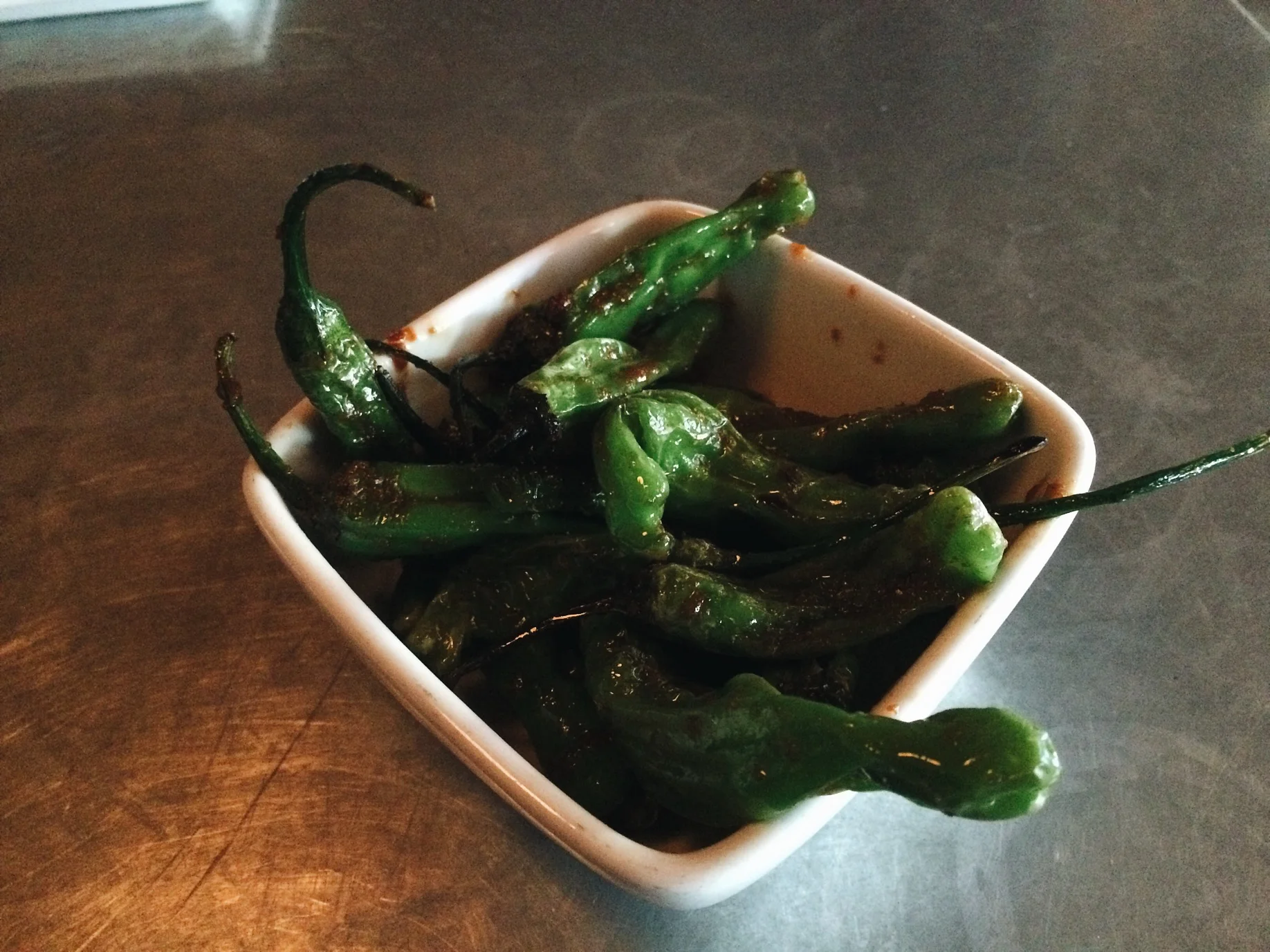 These peppers are fucking amazing! I tried looking at the menu to get the name, but I do not see it on there. 