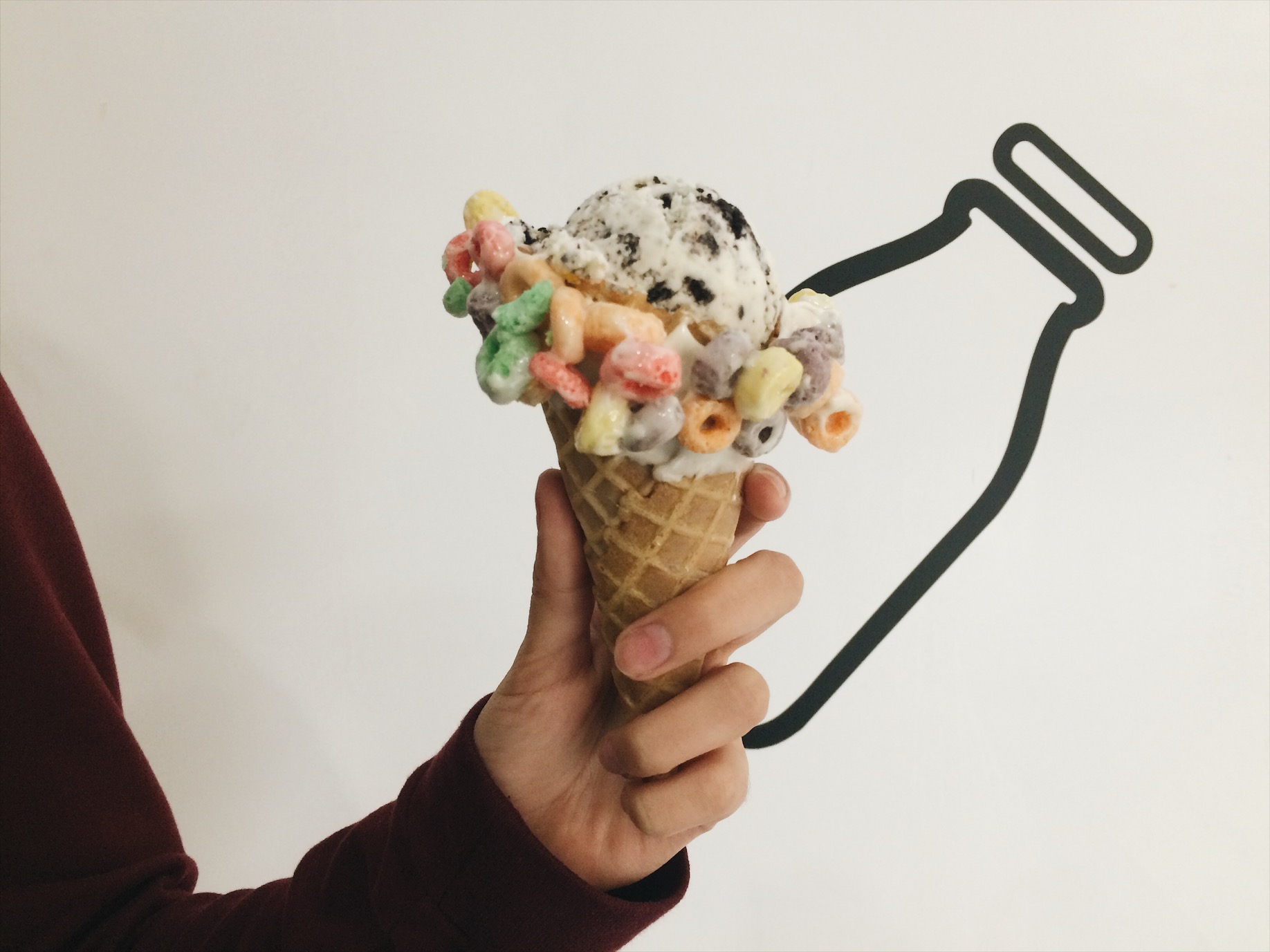 Cookies and Cream on fruit loops cones. 