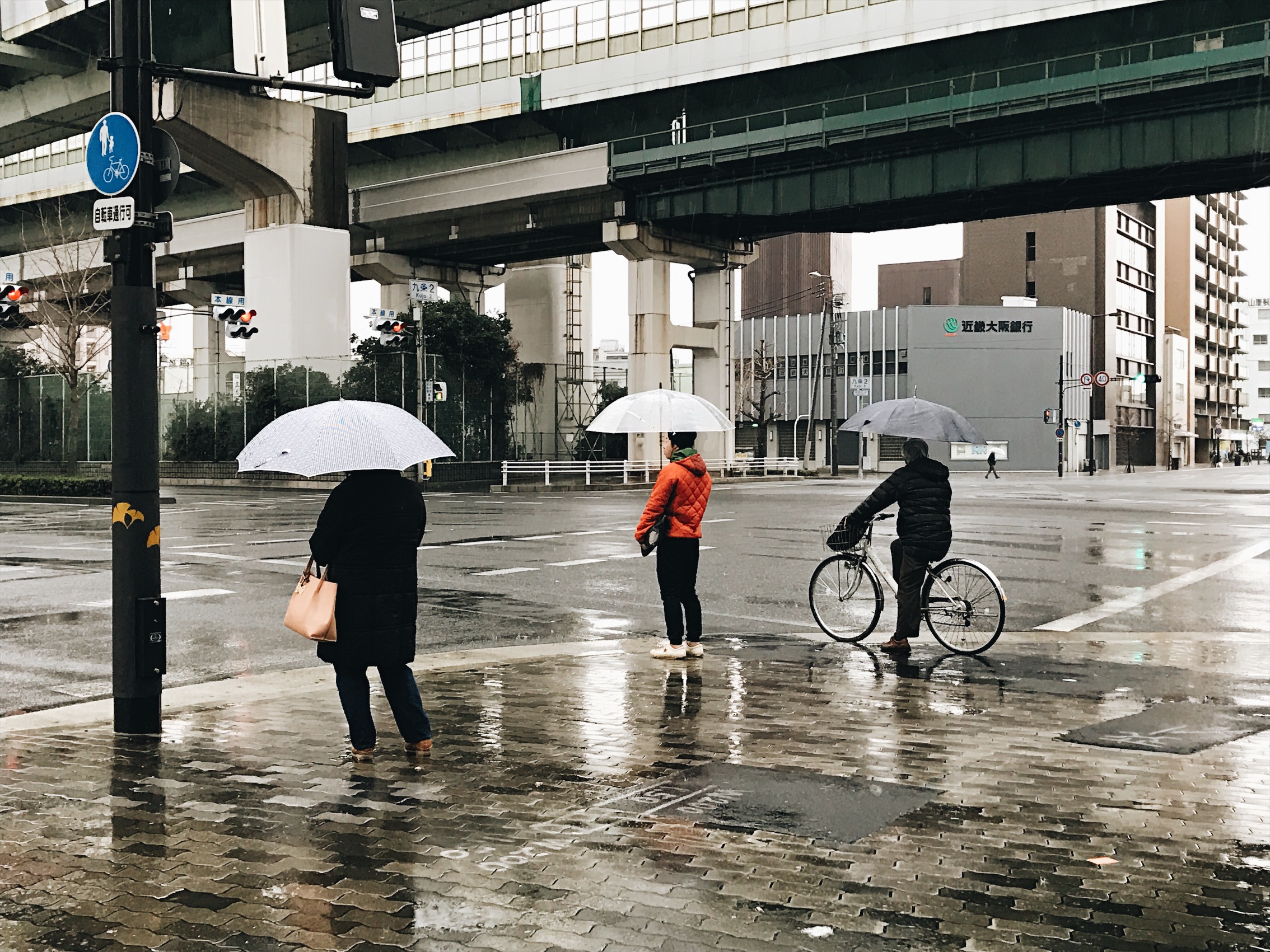 I just thought it was funny to see so many people riding their bikes with their umbrellas. I guess you gotta do what you gotta do. 
