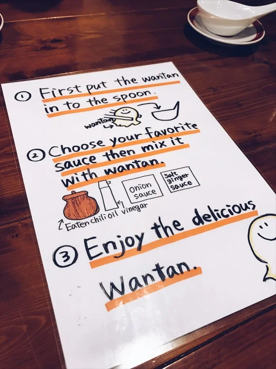 Instructions on how to eat your dumplings. Let me just tell you this is the best dinner we had so far, sadly is our second to last day but this was the best!! Well the "oil noodle" was bomb too, but this right here, is called "death" lol. Inside joke incase you were wondering. 