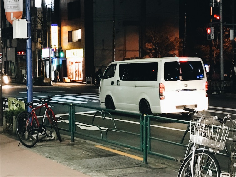 Right outside we spotted this van with wheels and some kind of cool tires. 