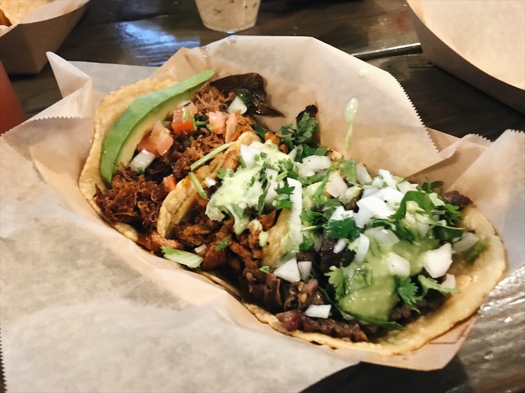 I ordered the Carnitas, Carne Asada, and Al Pastor tacos.