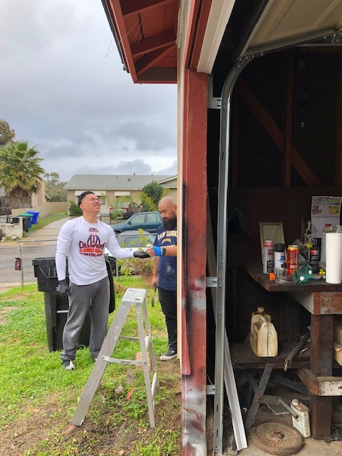 They is where Dook cut his hand. Also it was raining. They worked on the house in the rain lol.