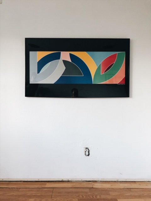 Frank Stella hanging in my bedroom.