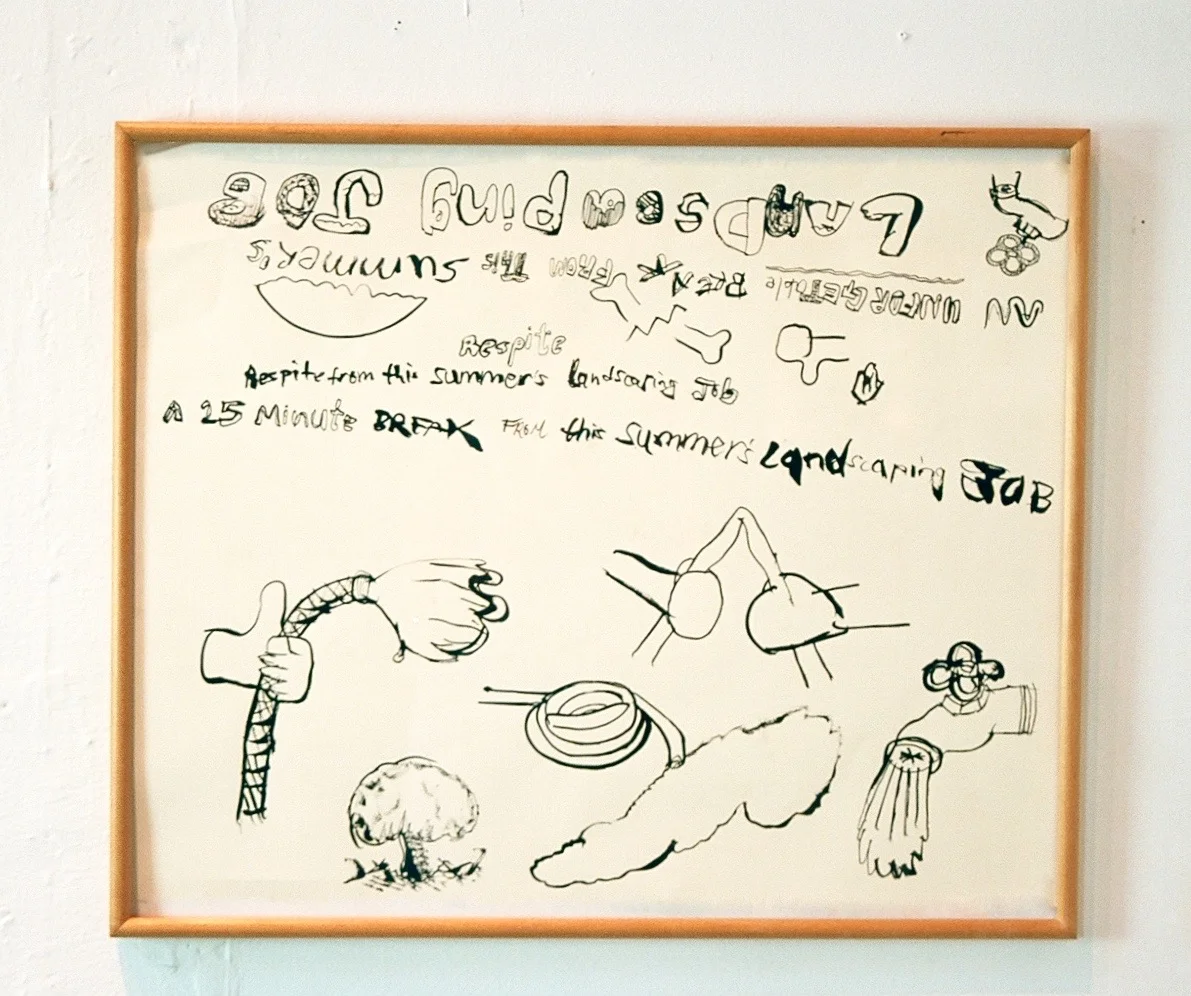   Respite from Summer Landscaping , ink on paper, 24" x 18"   