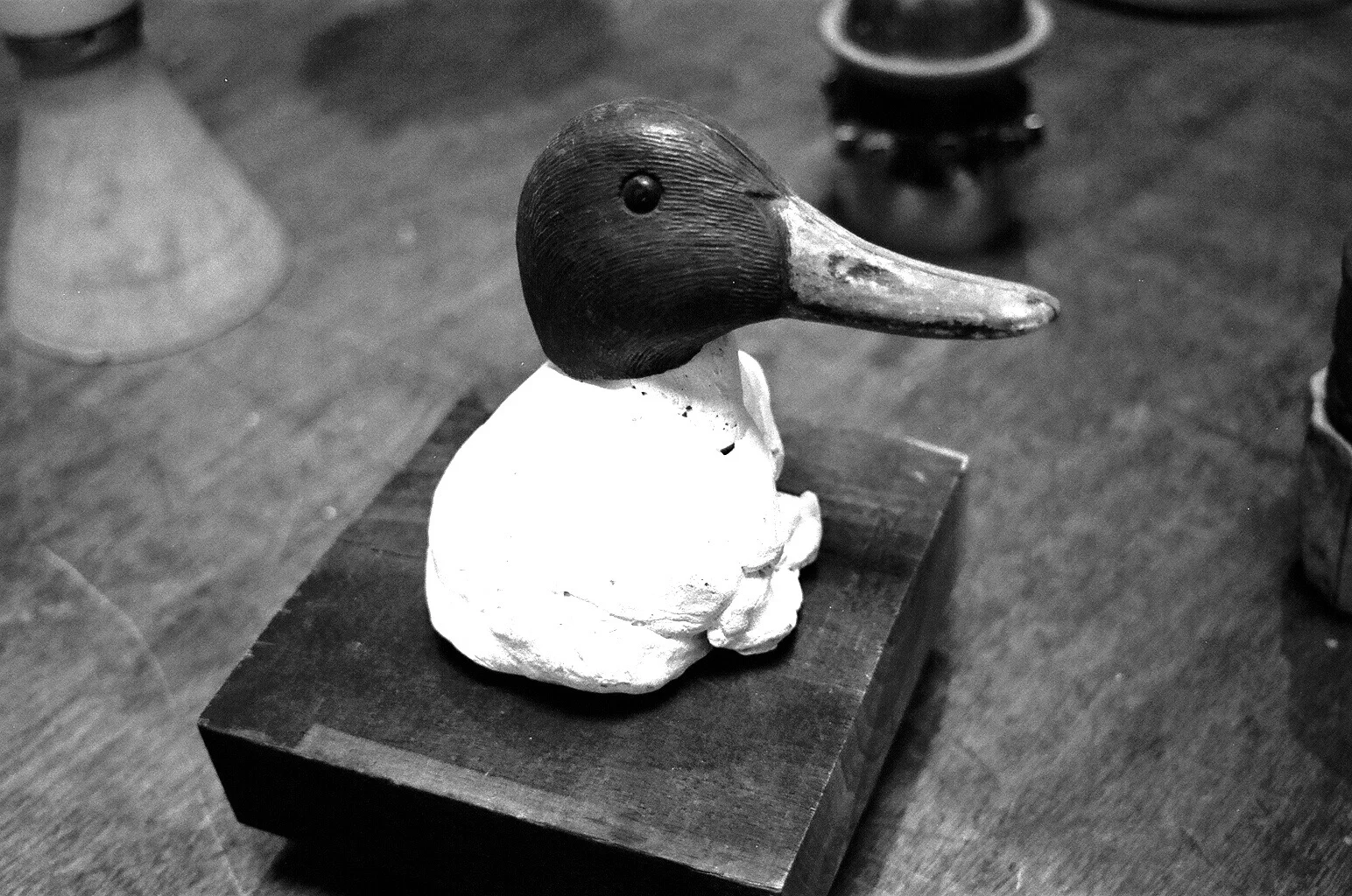  Welcome Home Sculpture Series, Duck,  duck decoy, ceramic, wood, 10" x 10" x 10"   