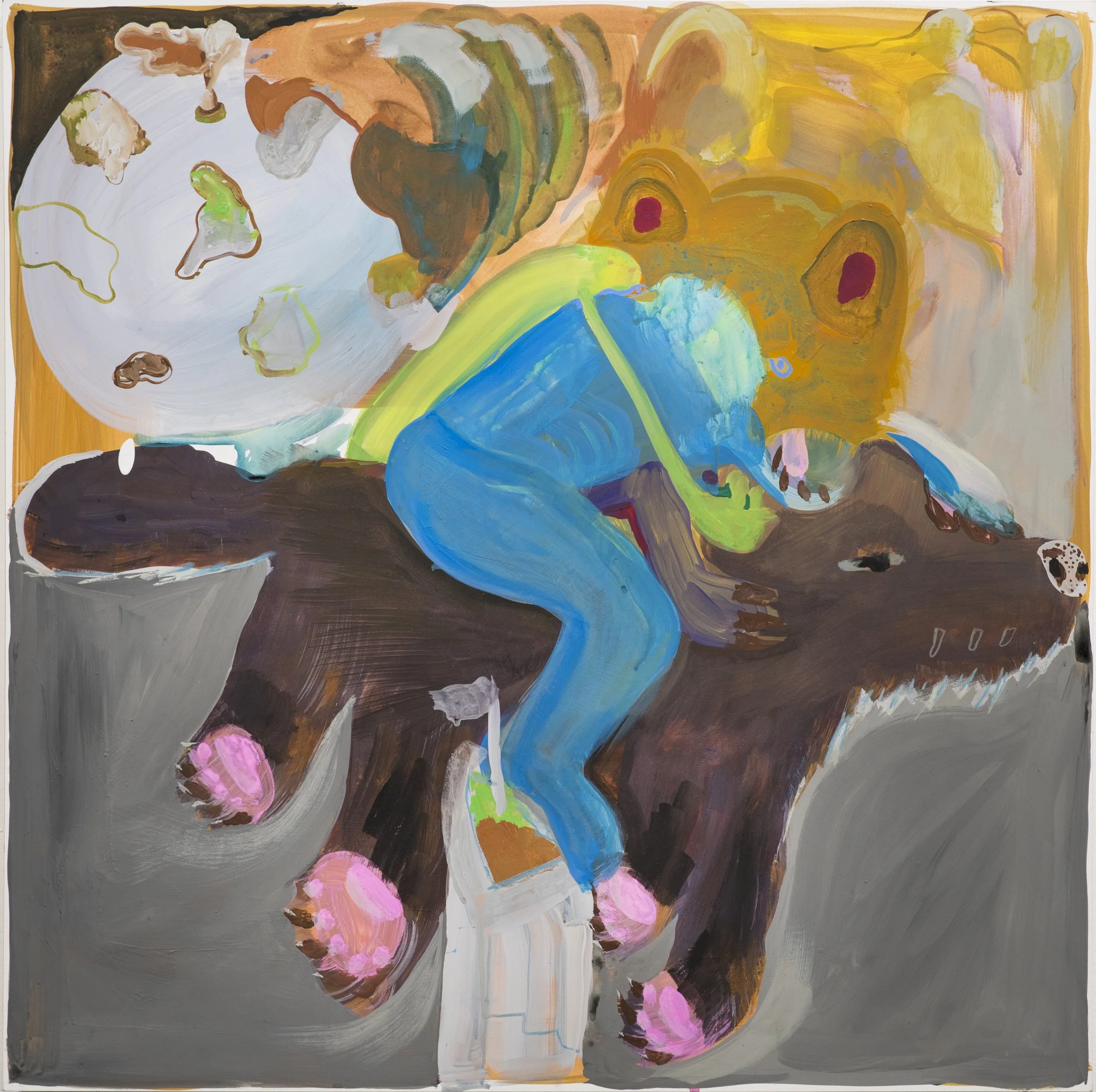   Companion/Rider,  gouache and acrylic on panel, 24” x 24” 