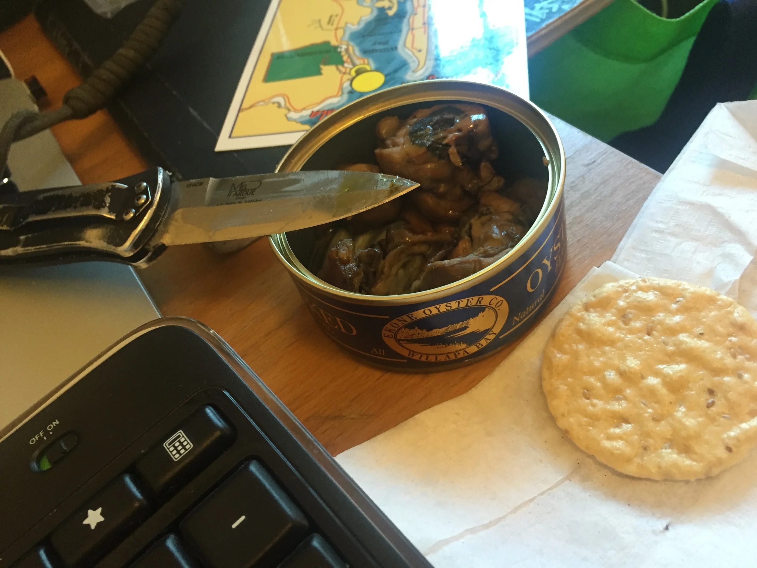 Local oysters from The Sportsmen's Cannery for lunch.