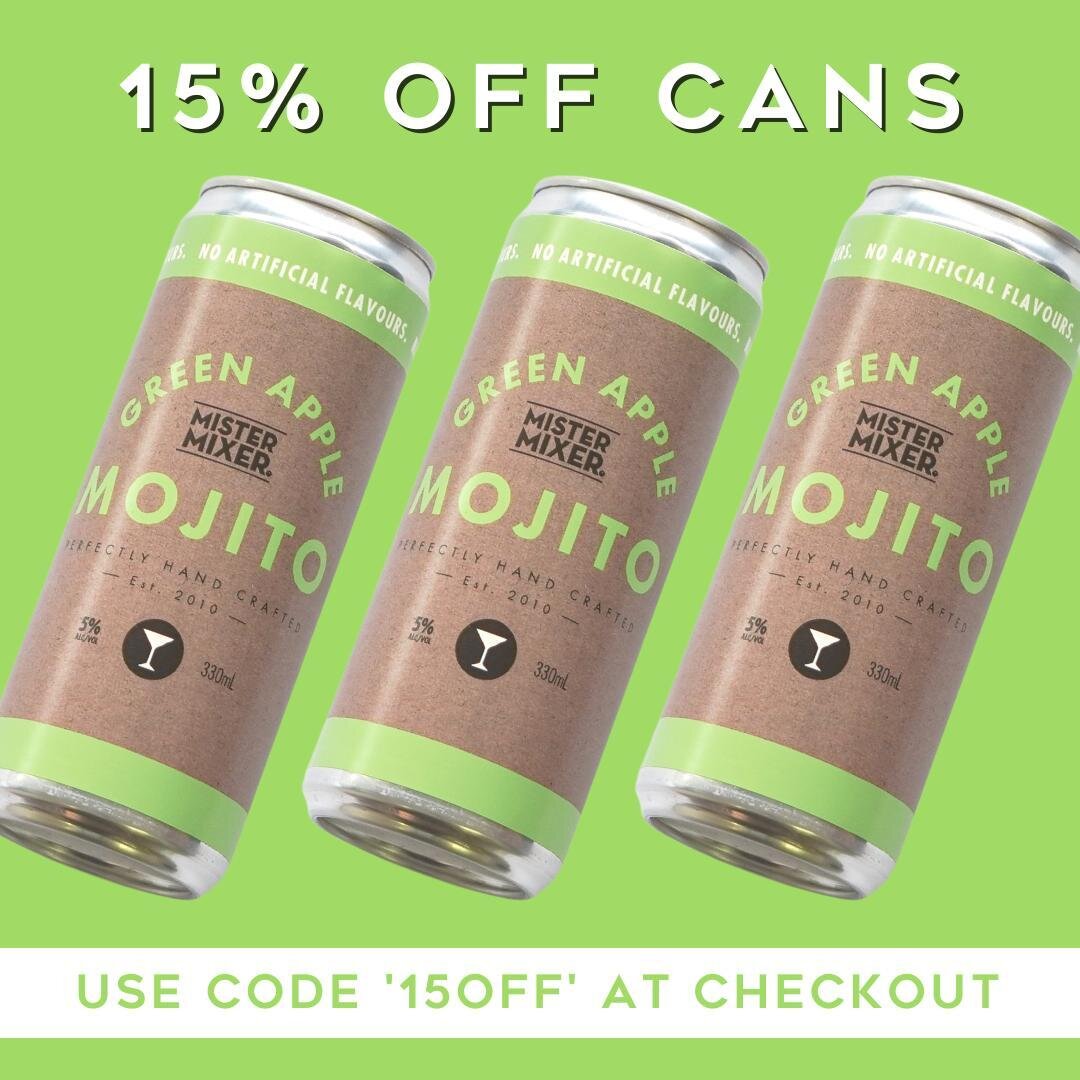 Do you love Mister Mixer? Or perhaps you're yet to try us? Well, with15% off ALL cans now's the time to stock up! ⁠
⁠
Simply use the code '15of'f at the checkout!⁠
⁠
Head to the link in our bio to grab yourself some cans!