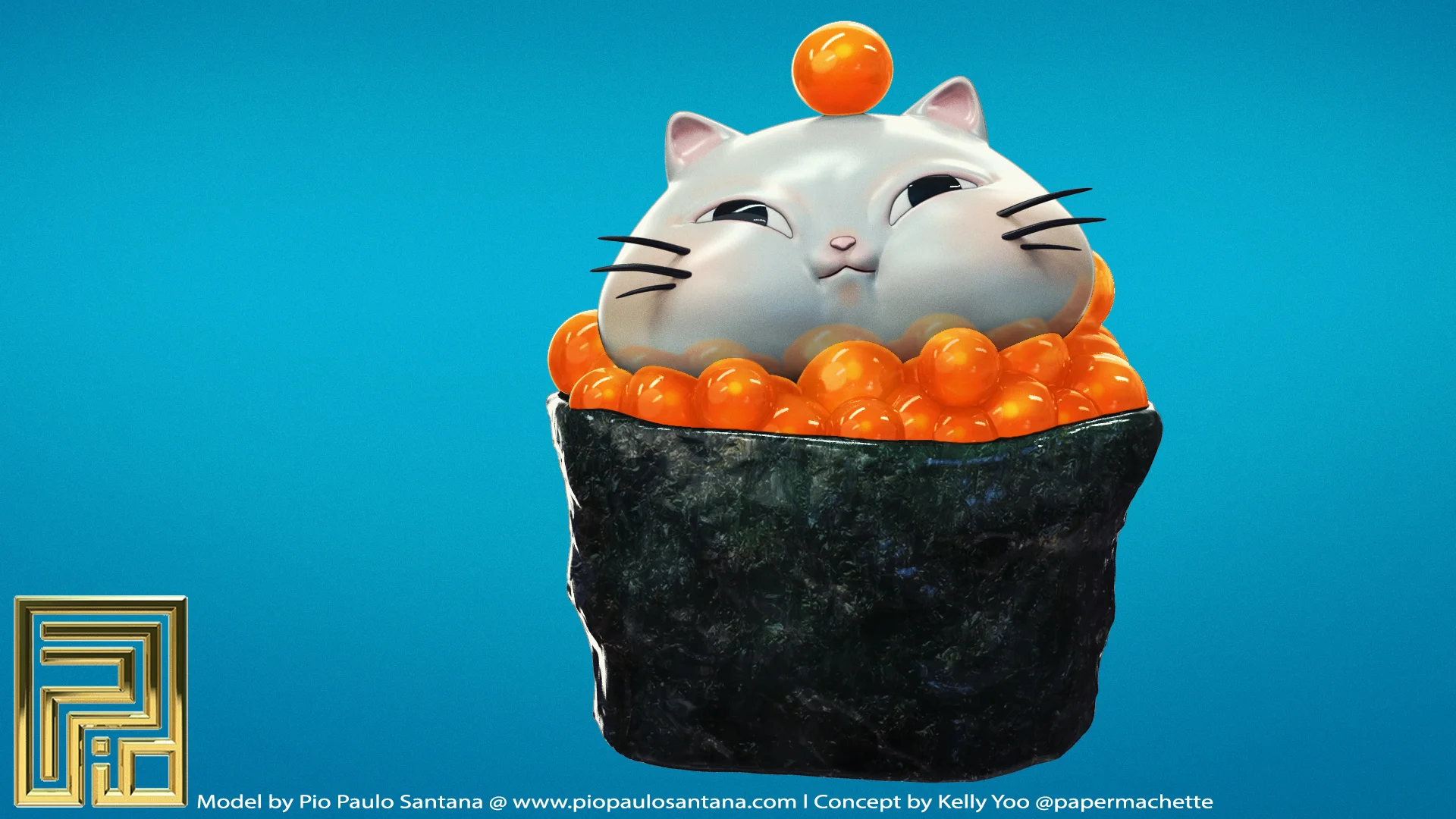 I've been meaning to sculpt this cute cat based on a sketch by Kelly Yoo. Check out more of her work by clicking this link.