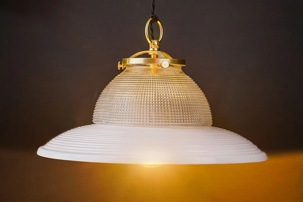 ribbed bone china brass and holophane pendant.jpg
