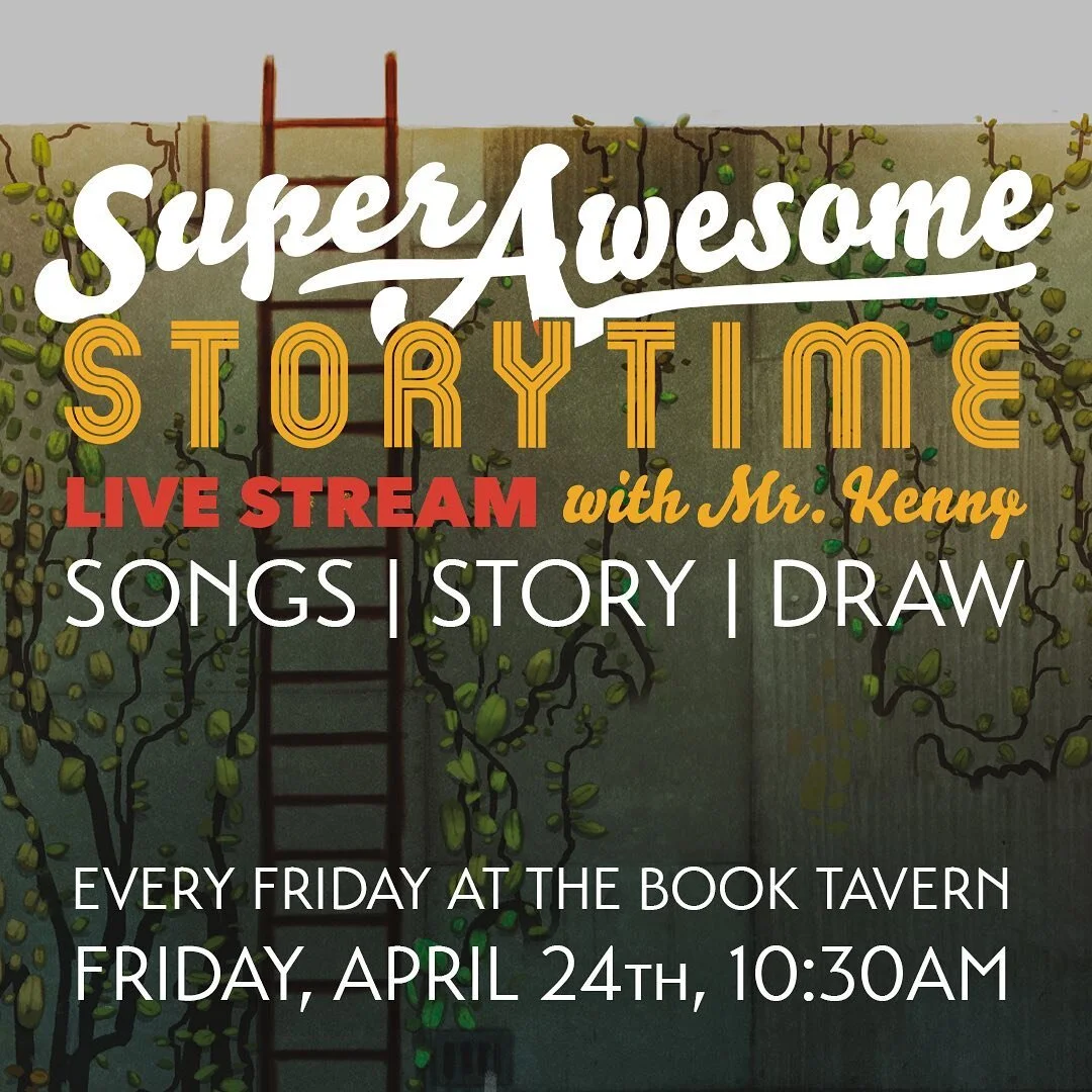 Look for me starting this Friday at 10:30am for Super Awesome Storytime at @booktavern doing a live stream of music, reading a super awesome book, and maybe showing how to draw the book character in that story. Link to the stream will be on Book Tave
