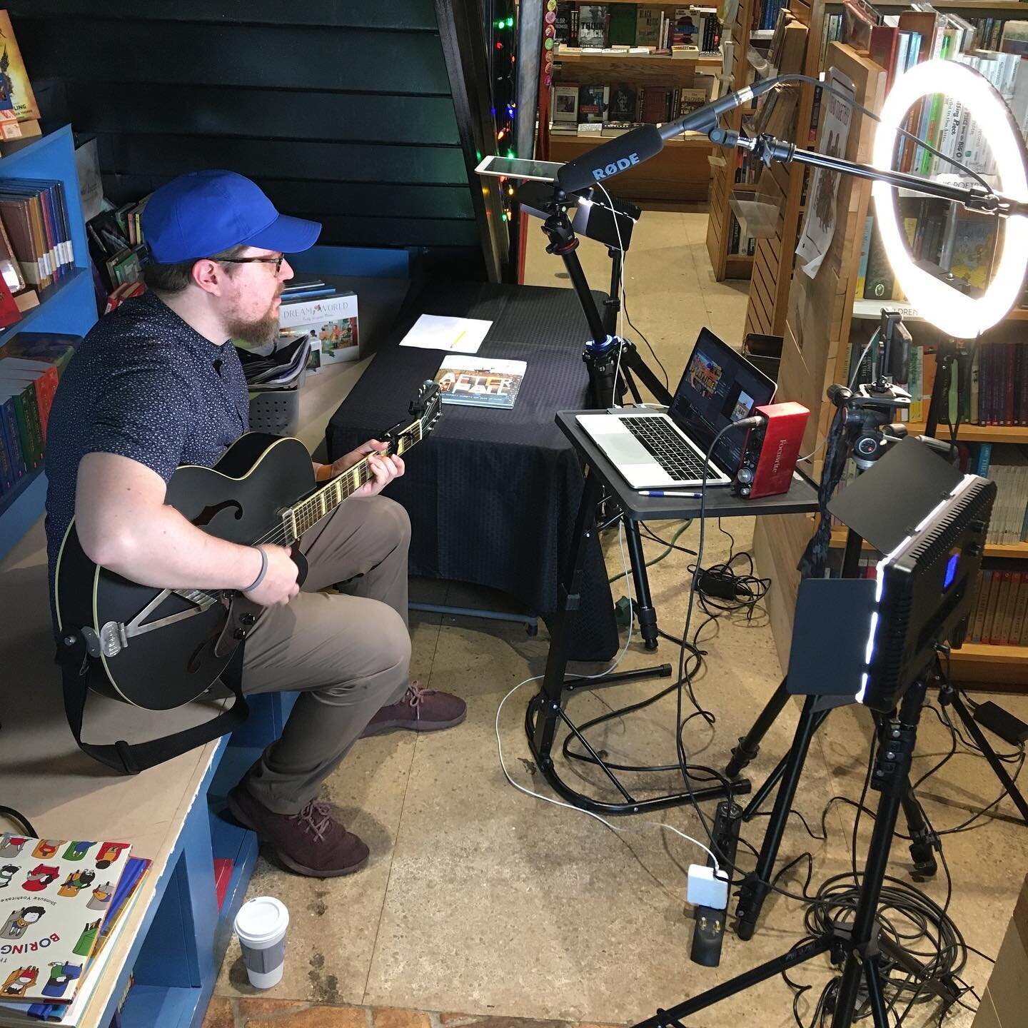 Did you join me for #superawesomestorytime today? Here&rsquo;s my setup for the live feed at @booktavern. Lots of fun though odd talking to only a camera but seemed like it was well attended. Let me know if you were able to join in. And in case you m