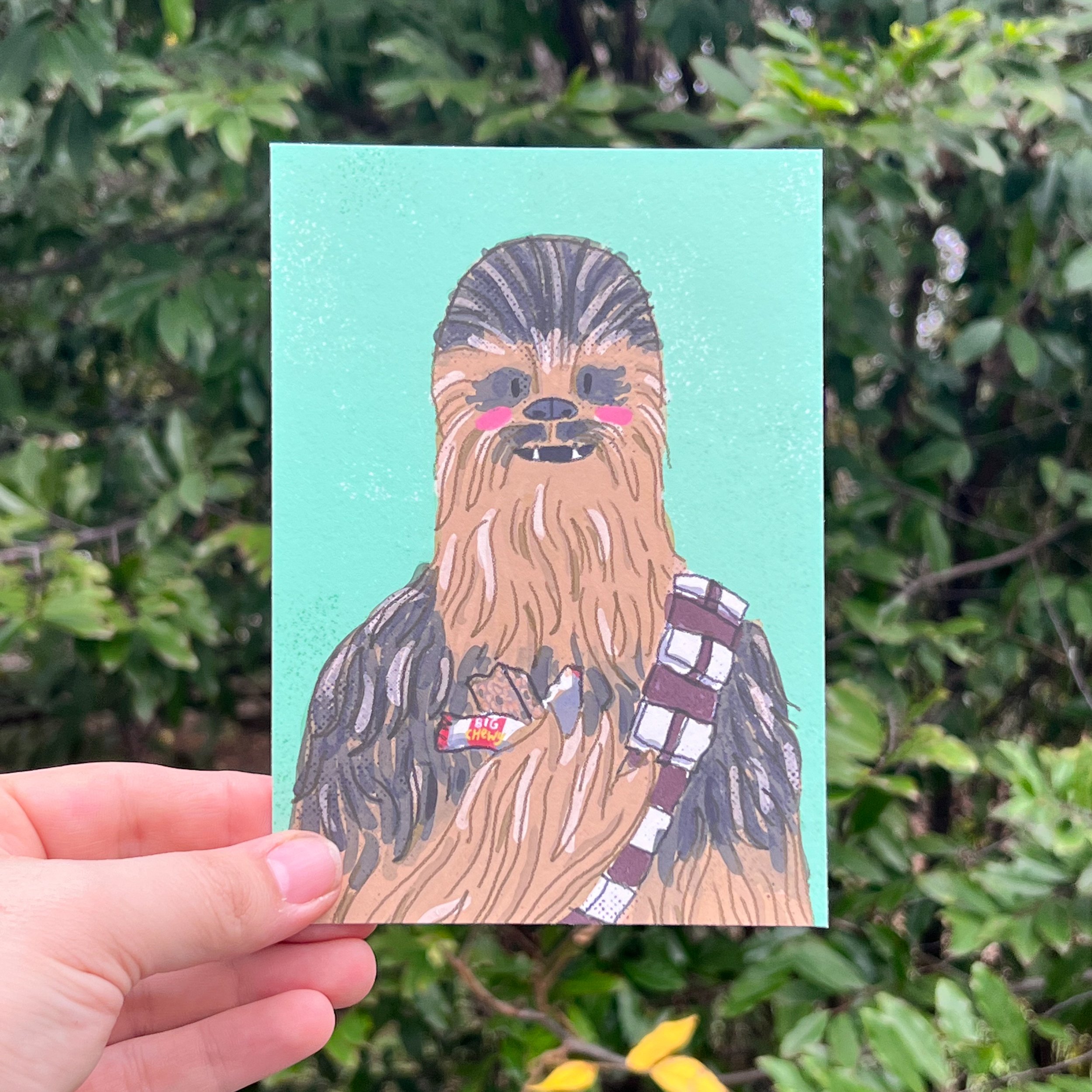Chewy eating a Chewy bar.