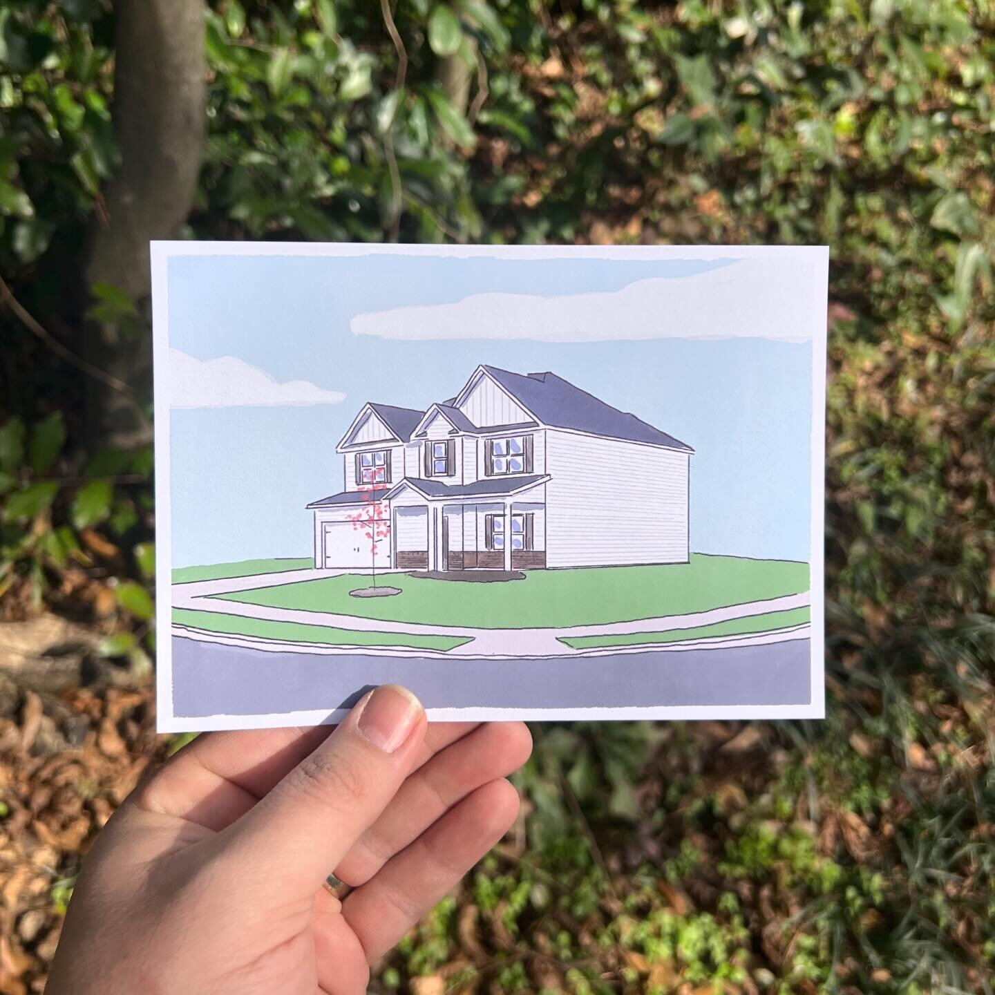 Did some house portraits over the Christmas season and getting around to posting. Printed with @redriverpaper, 5x7. Know any #realtors looking for a great gift for their homebuyers 🤷&zwj;♂️? #houseportrait #commission #perfectgiftidea