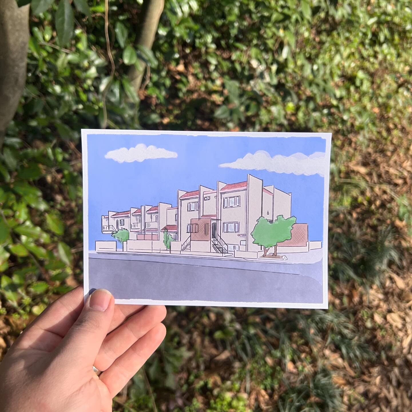 More of an apartment portrait but still equally cool! Love doing these #houseportraits. This was printed on @redriverpaper, 5x7 but can easily be printed bigger or if you want it watercolored I can offer that as well. These are great housewarming gif