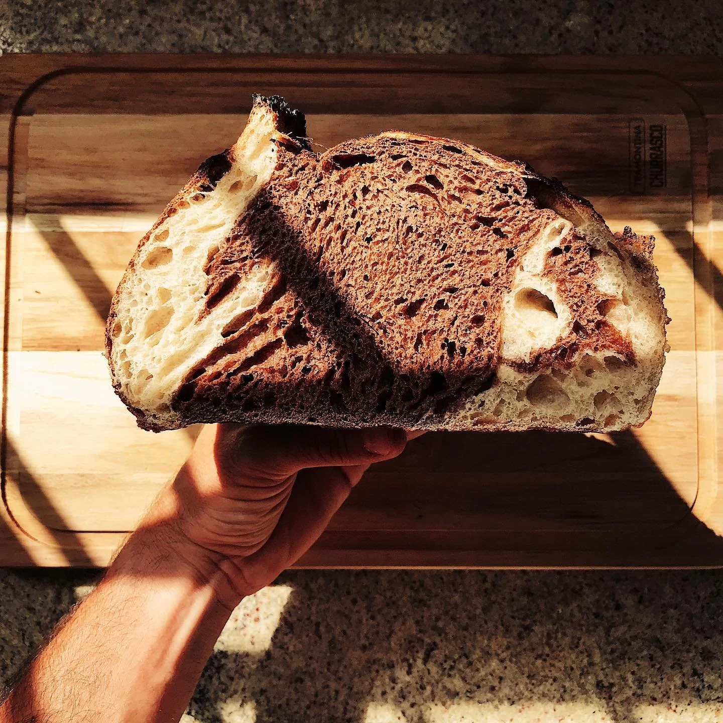 Sourdough Bread with Callebaut cocoa and honey.