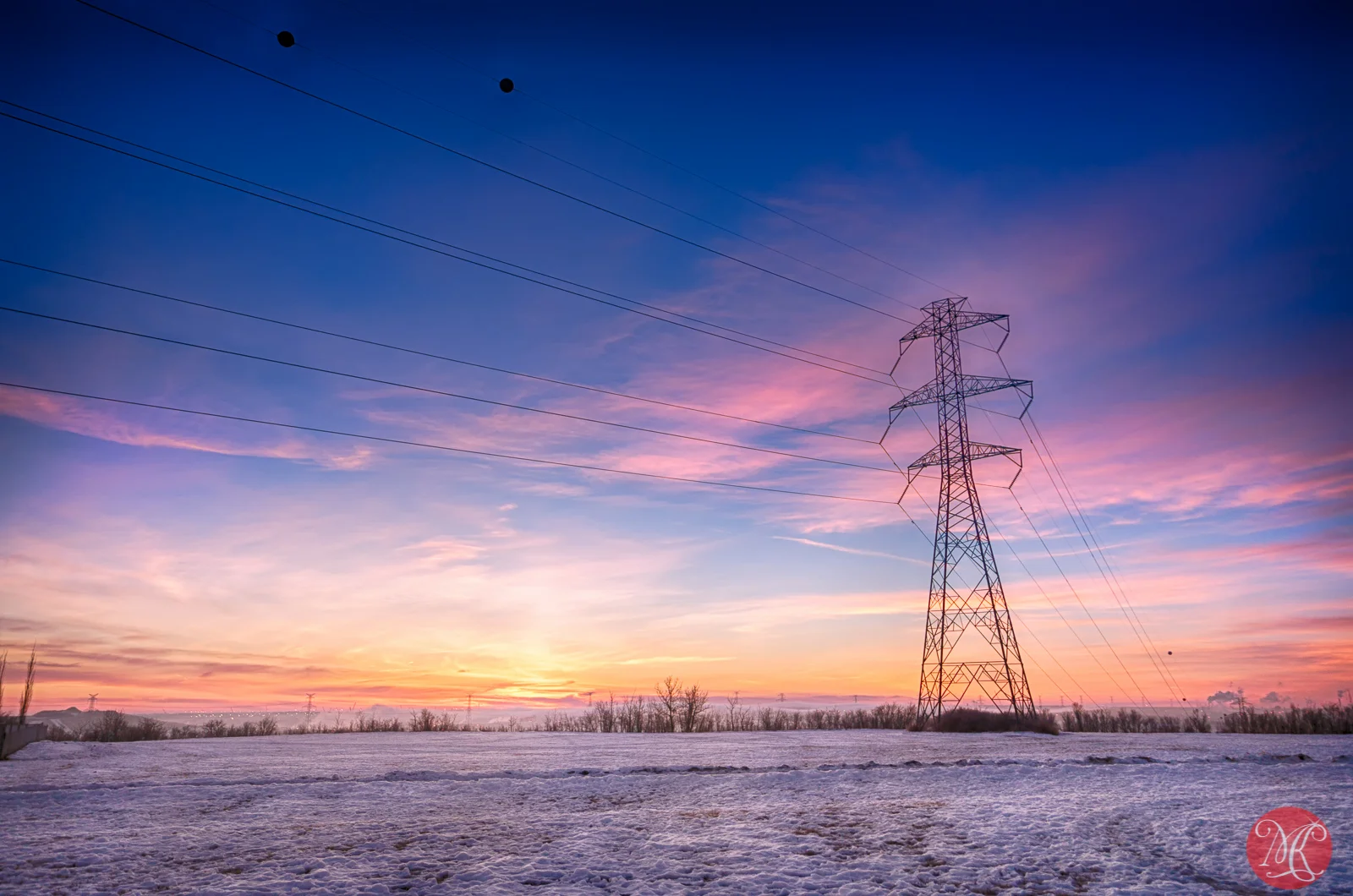 Edmonton power sunrise sky winter alberta landscape