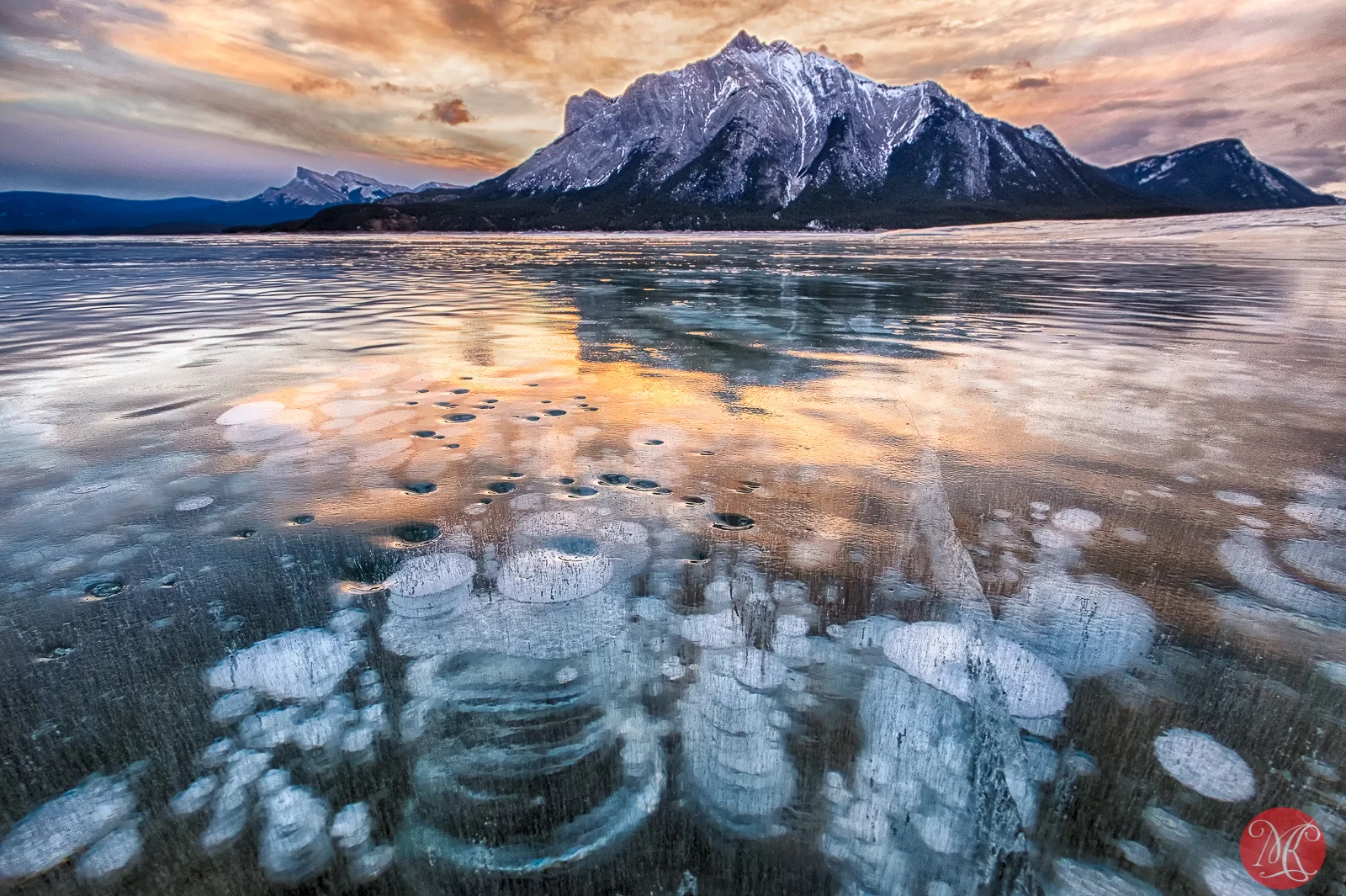 Alberta rockies abraham lake ice bubbles