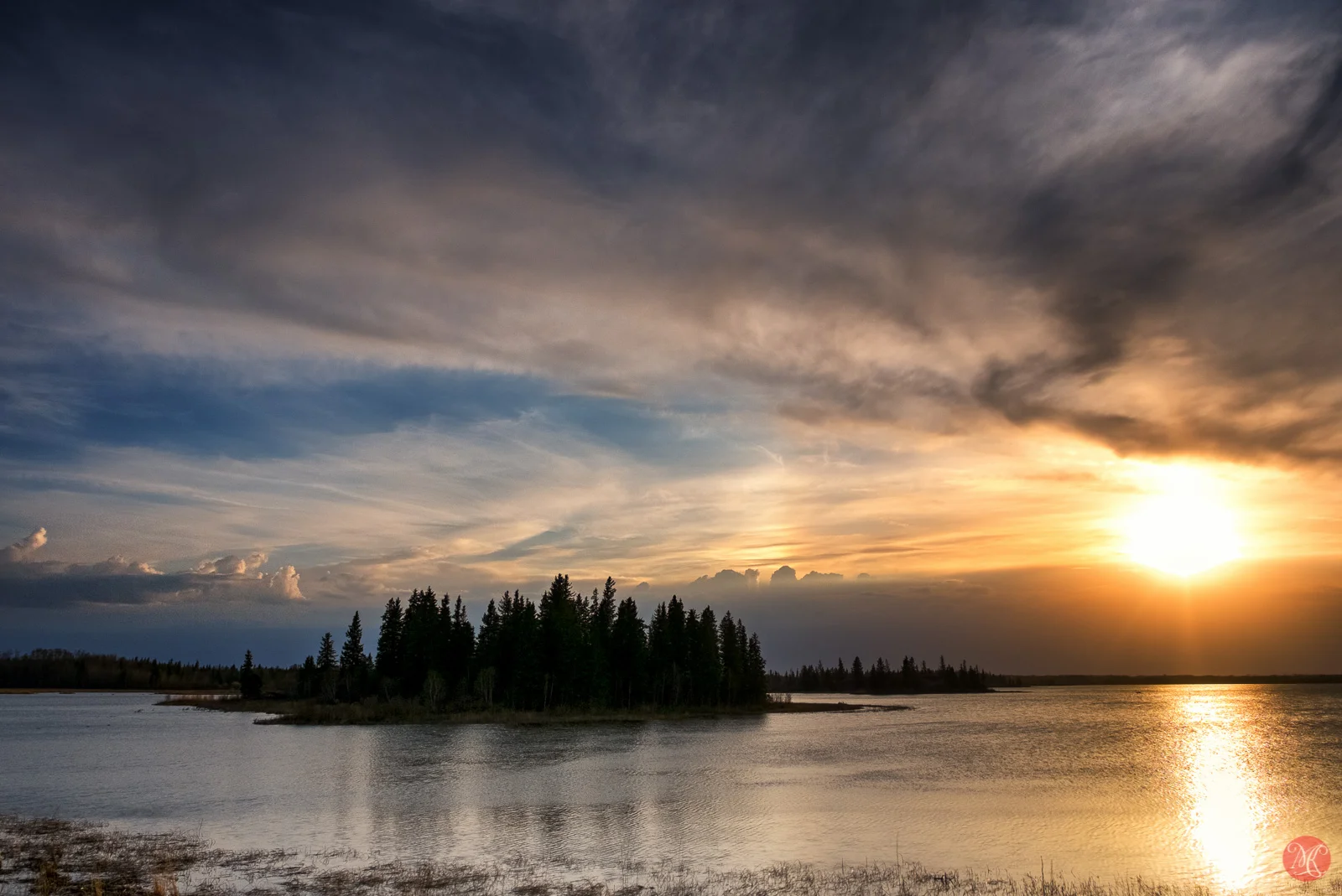 Sunset, at Elk Island alberta in Spring