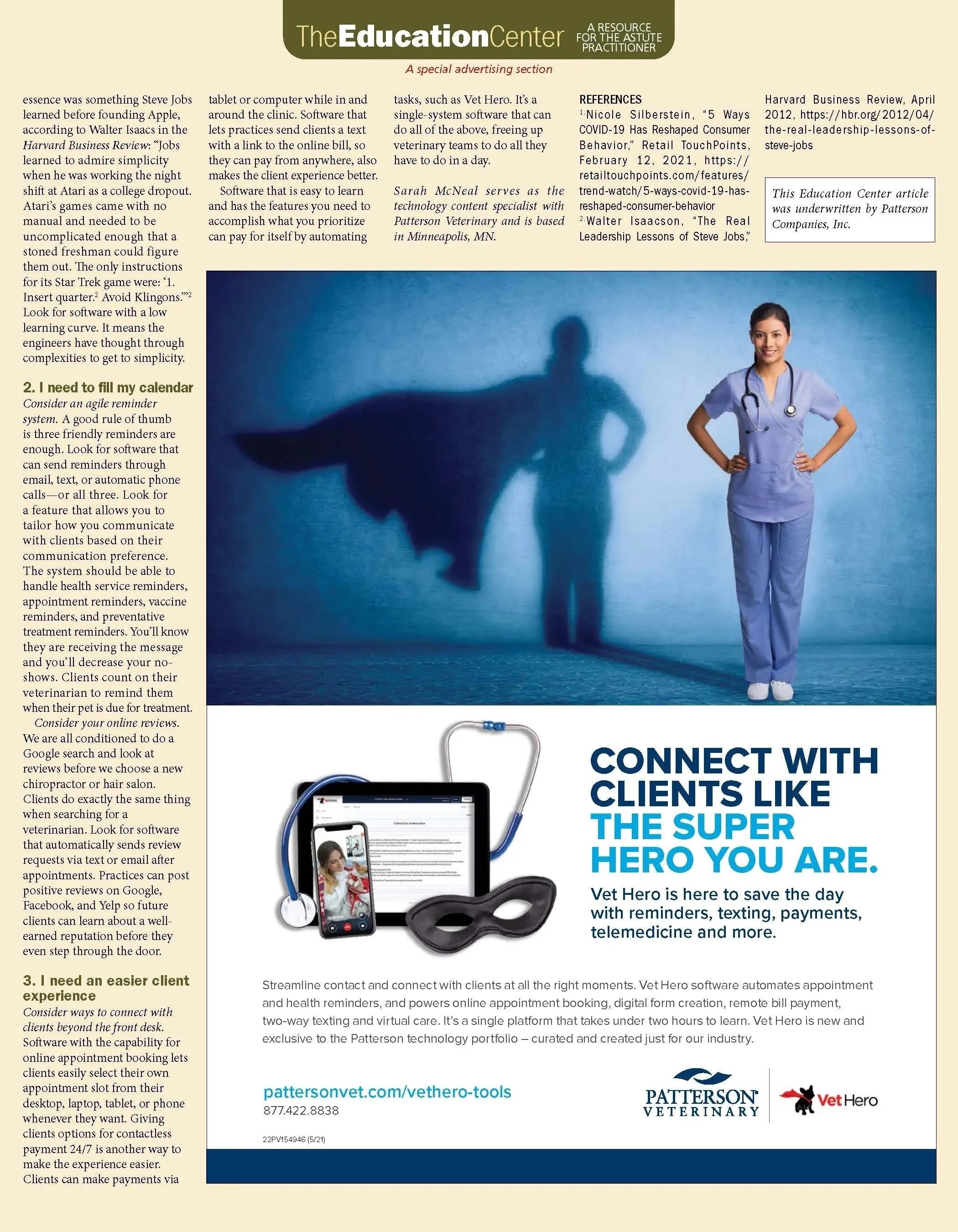 Veterinary Practice News magazine article page 2 plus ad