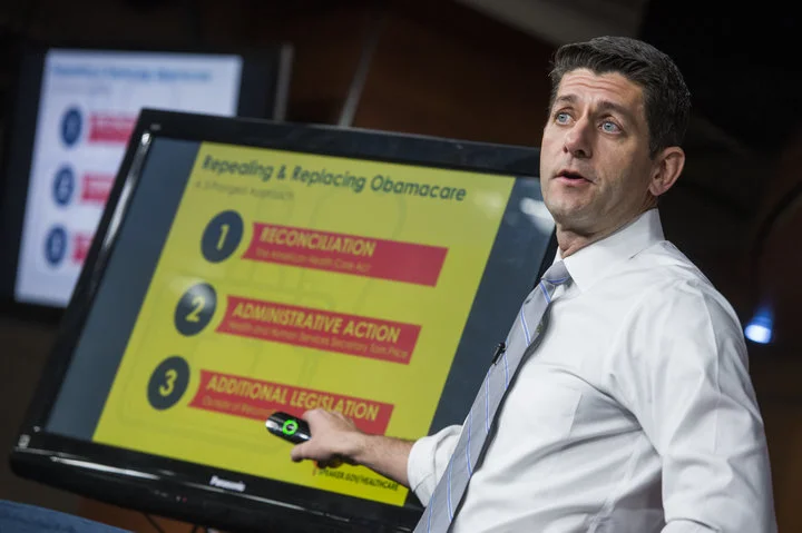 Speaker Paul Ryan may have to settle for much less than repeal-and-replace.Tom Williams/CQ Roll Call via Getty Images