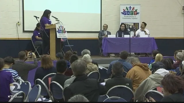 The housing crunch in Silicon Valley brought dozens of renters together on Thursday night. They packed a church gymnasium to call for stronger protections against landlords.