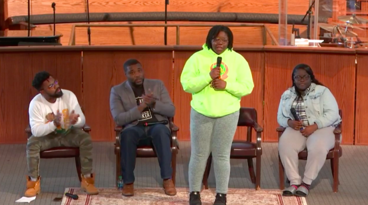 LIVE FREE. Shatony Rivers, 18, a Miami high school senior, speaks at the Atlanta event.