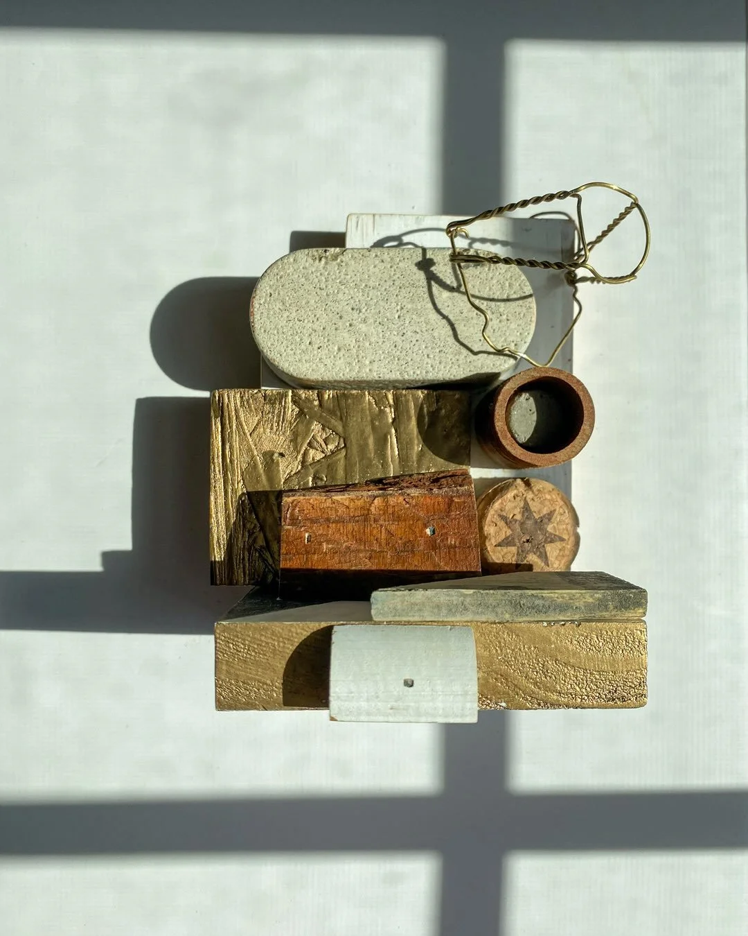 Concrete and cork: and yes, I love prosecco. This relief is headed to SEEDS at Westobou Gallery @westobou in Augusta, GA, November 6&ndash;December 19. Thank you to juror Vanna Black @therealvannablack and Westobou for including my work alongside suc