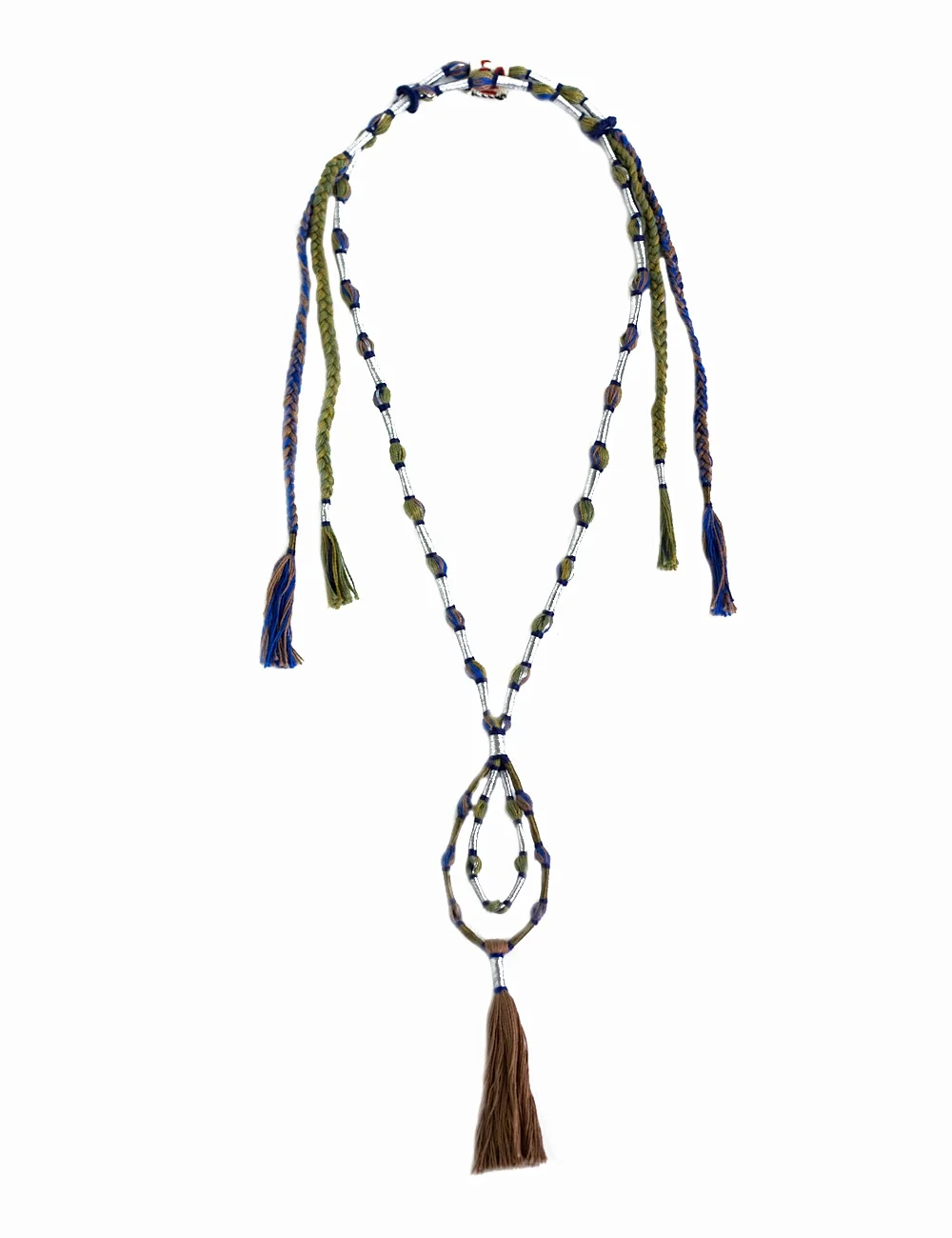 Mahira necklace - Silver, natural blue, green