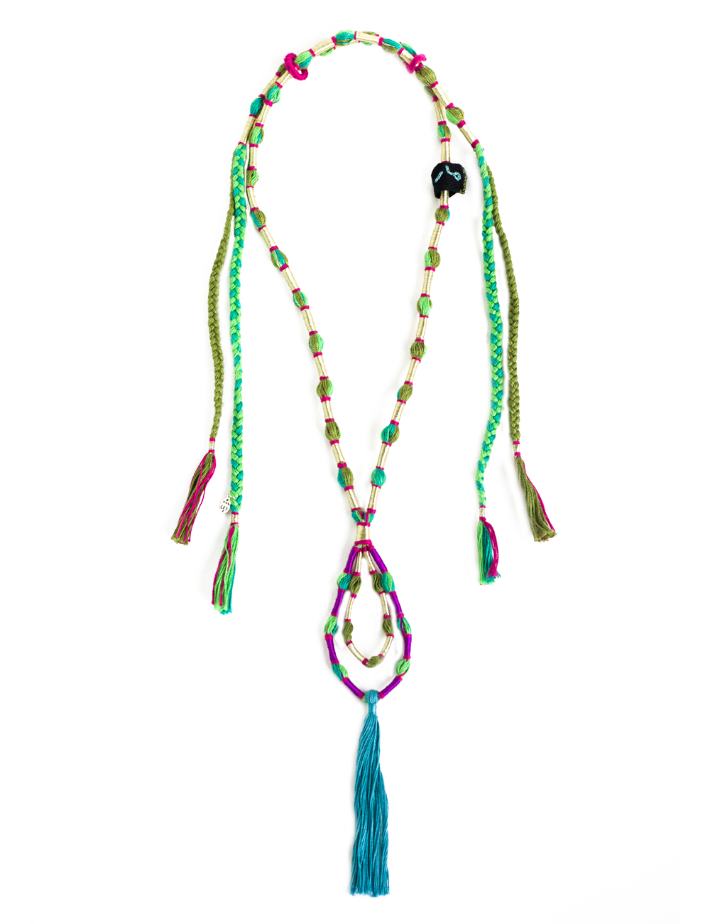 Mahira necklace - Gold, emerald, violet