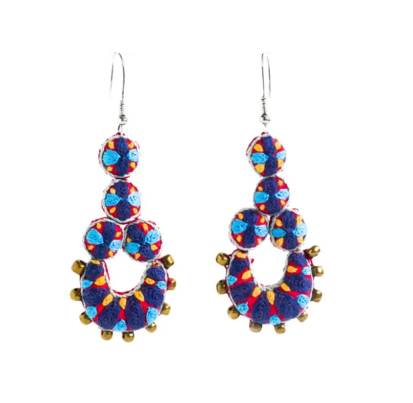 Ayesha earrings - Blue, turquoise, mustard