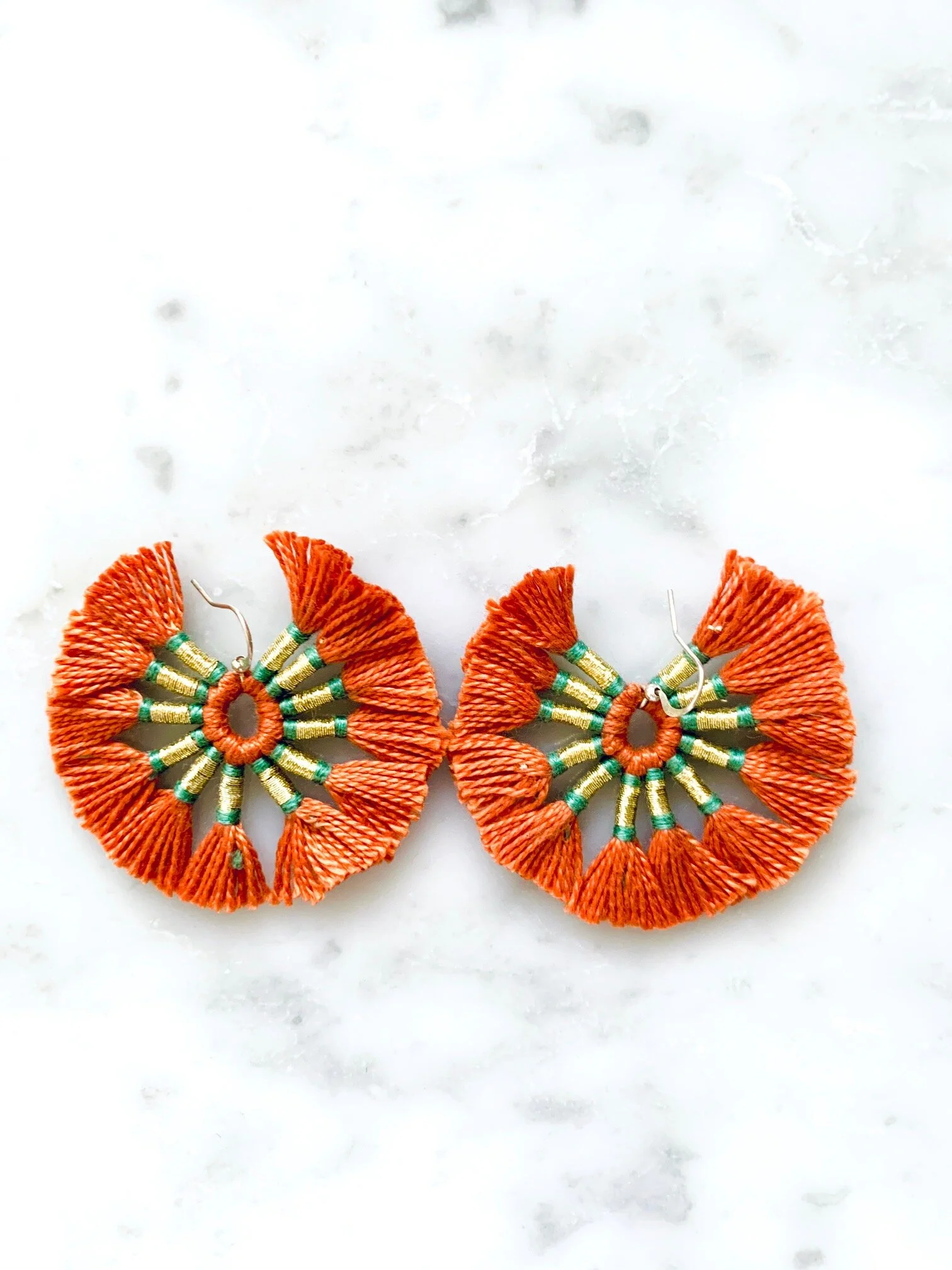 Tassel fan earrings - Rust