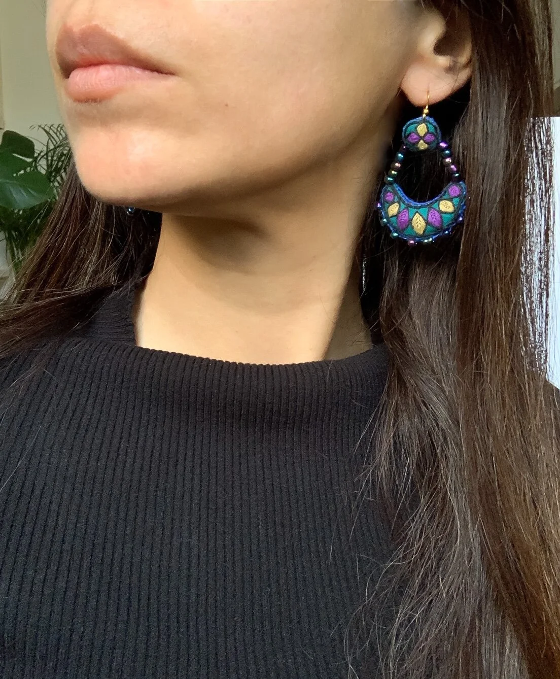 Chand dangle earrings - Purple lemon forest