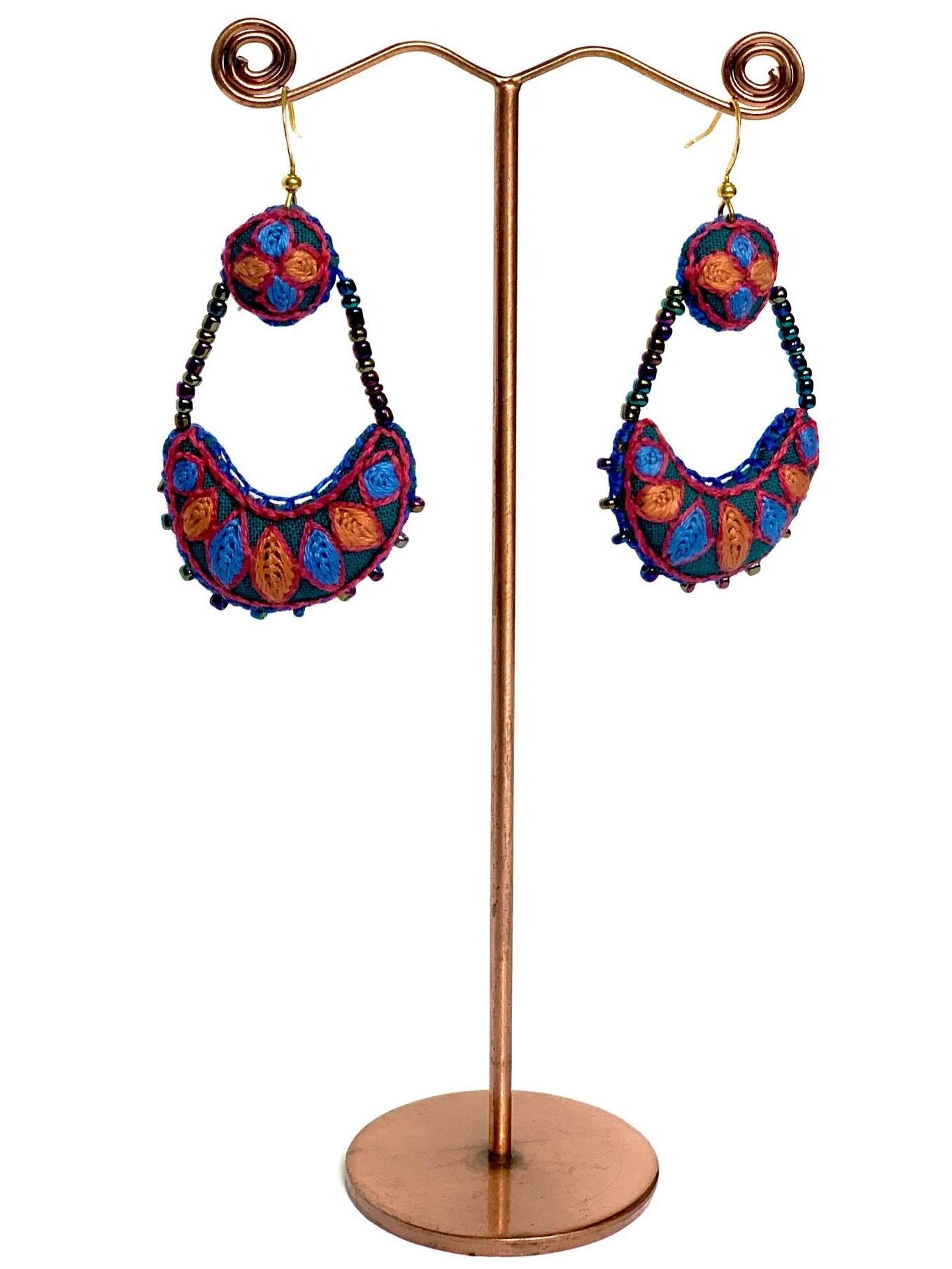 Chand dangle earrings - indigo rust