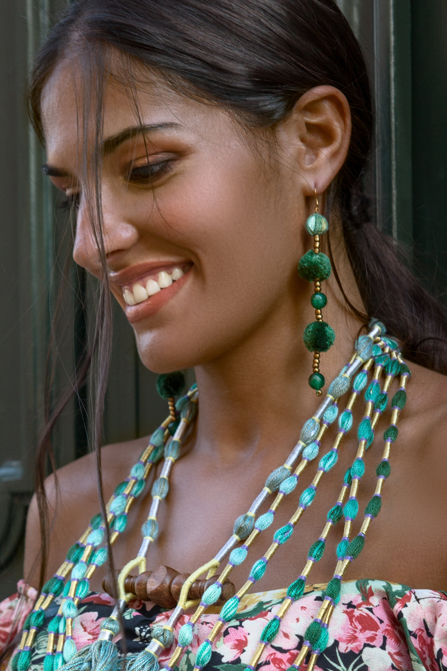 Gulab gemstone earrings - Emerald