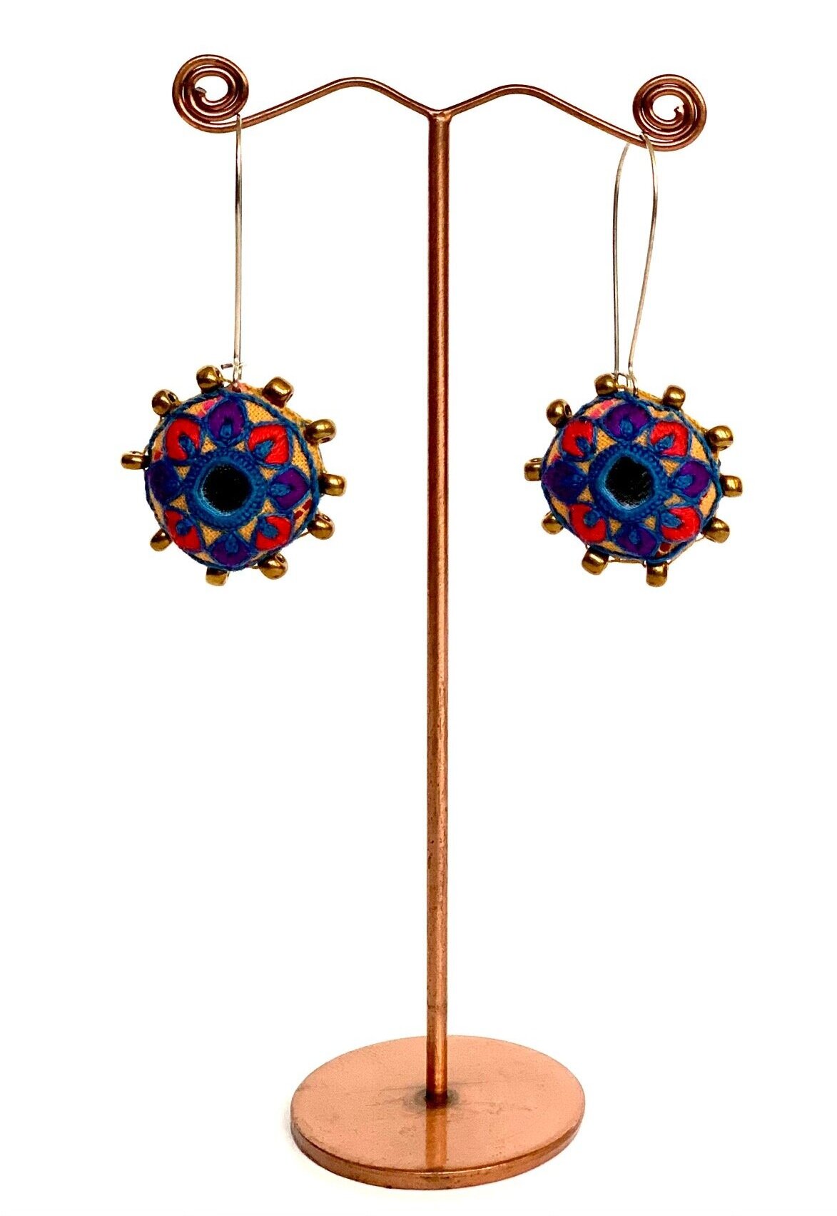 Round drop earrings - Shisha red blue