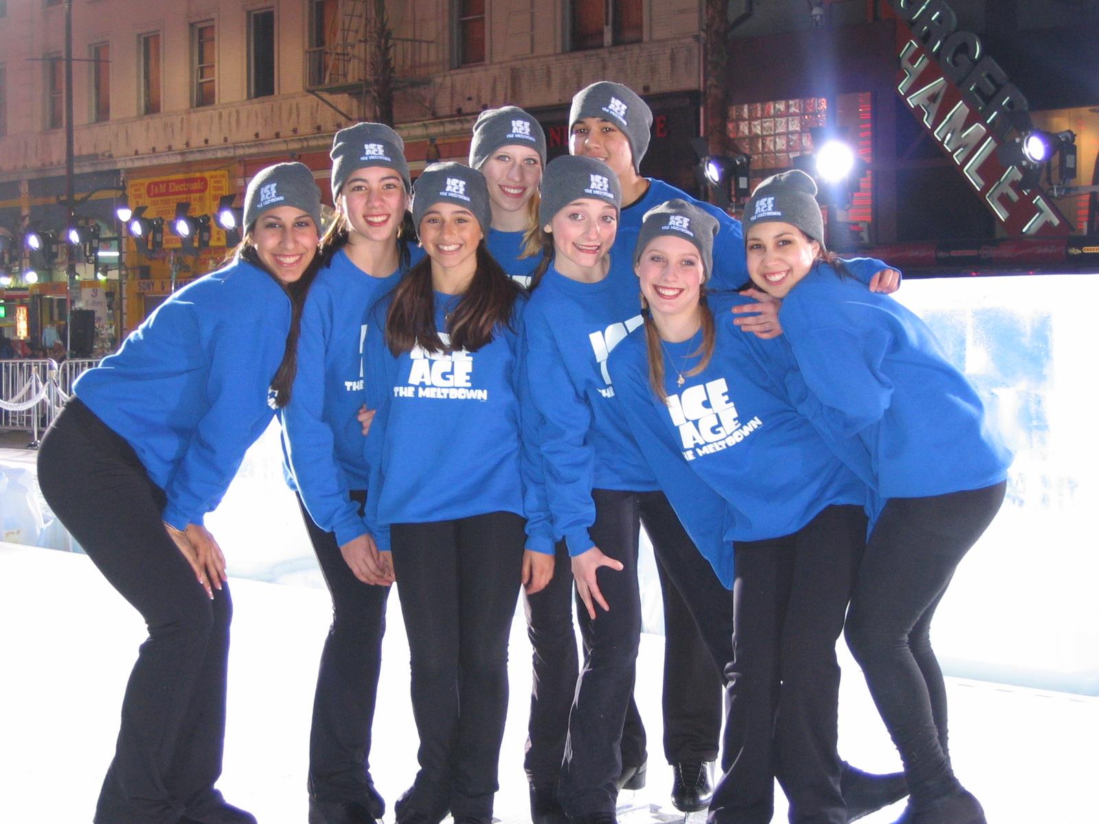 Los Angeles Ice Theater members (left to right) - Melanie Sarhabani, Hayley Soohoo, Krystal Davis, Jessica Perino, Nichole Huenergardt, Brent Mercado, Katie Karp and Renee Valesquez.