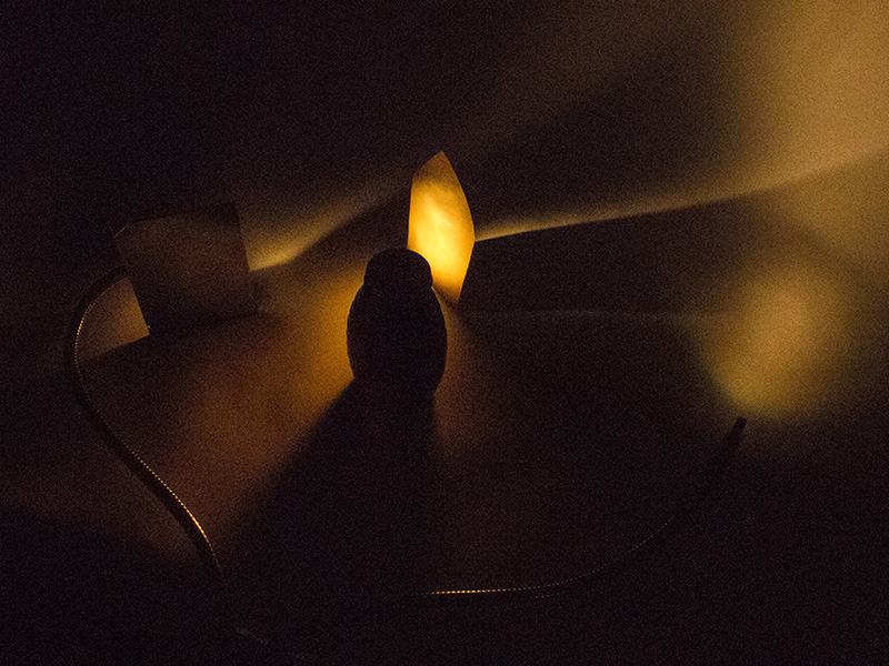 An image with just the illuminating back-light. The lift arm supplies all the light for the back-light. The right arm of the fiber optic light is illuminating the backdrop to create some more shape on the side of the bottle. 